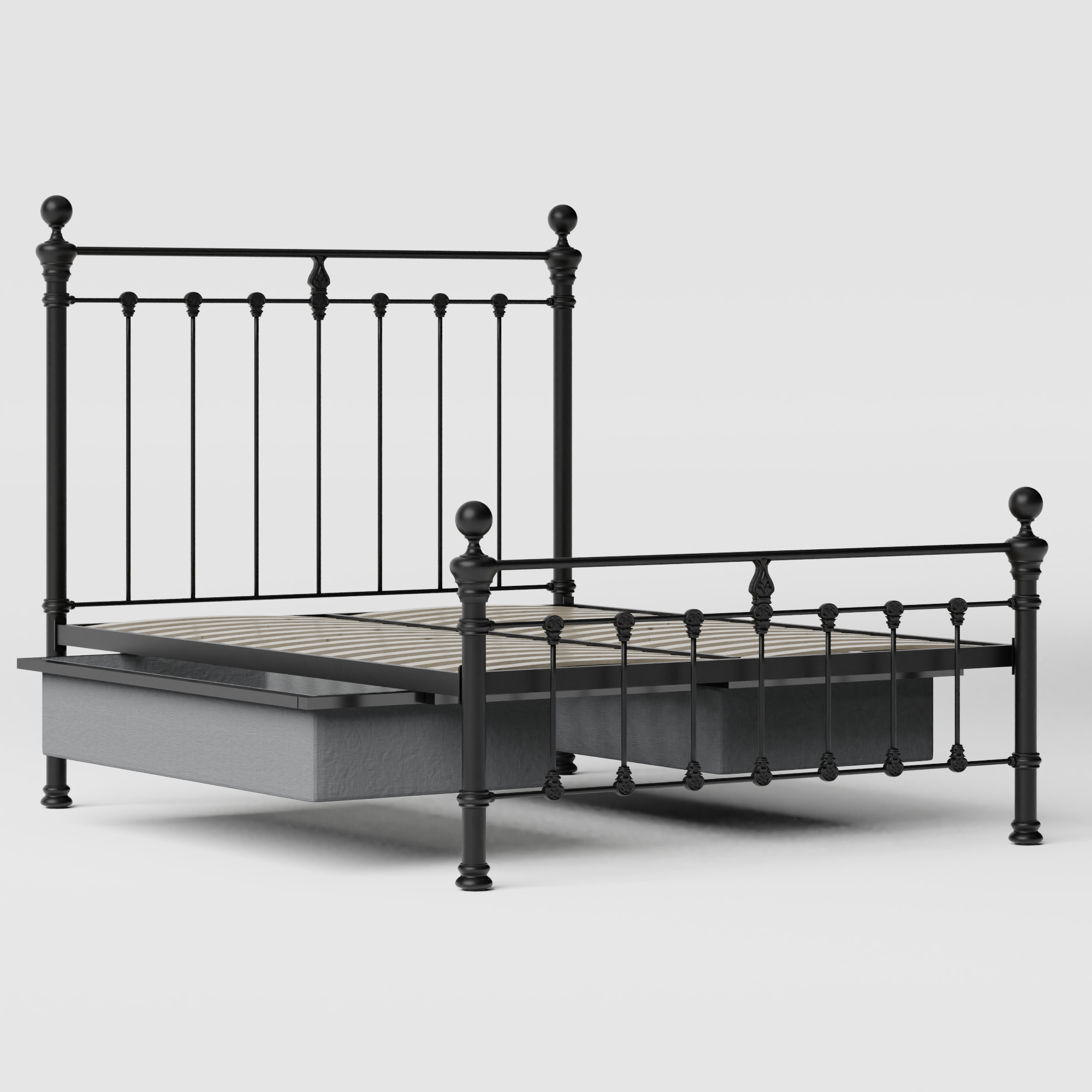 Hamilton Solo Low Footend iron/metal bed in black with drawers