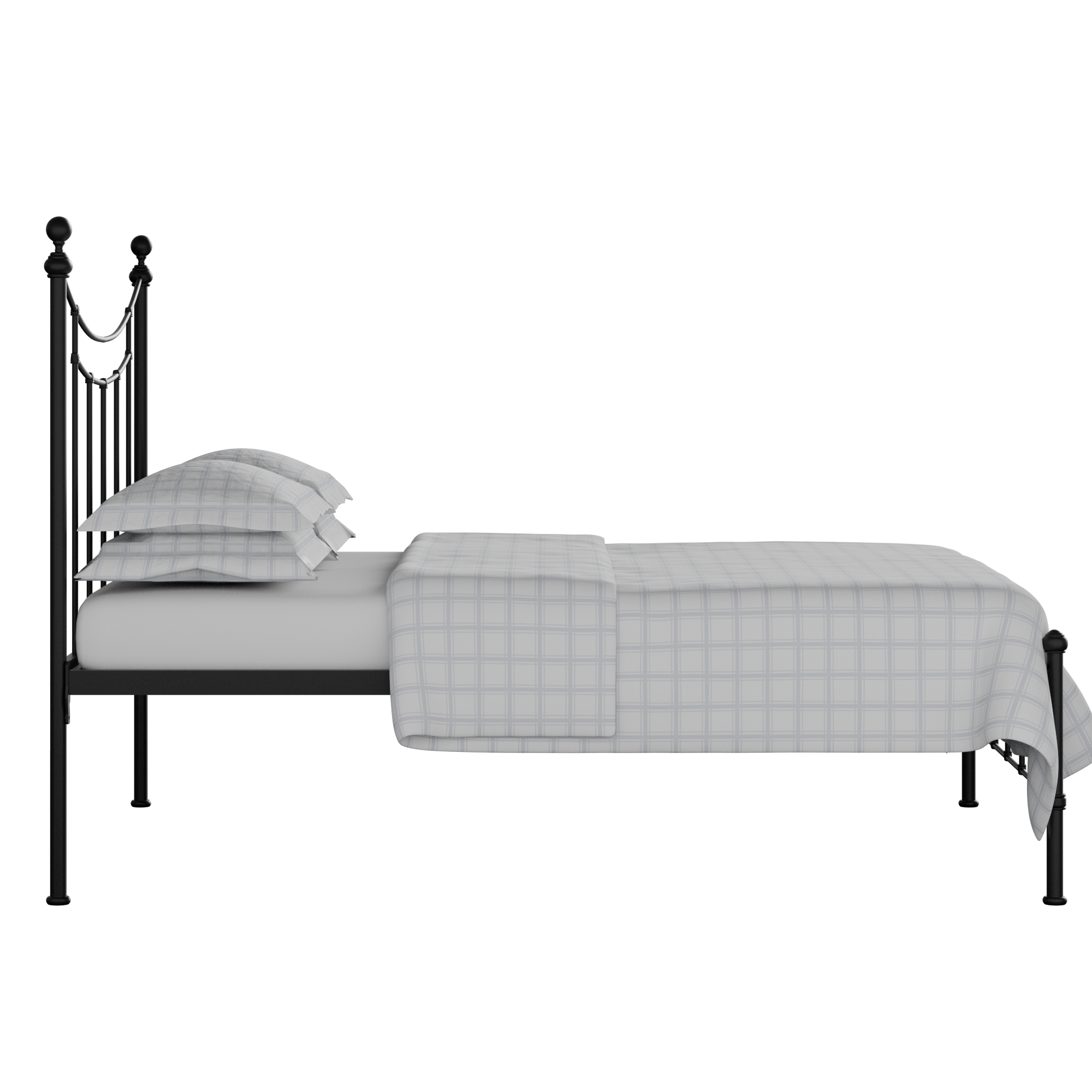 Isabelle iron/metal bed in black with Juno mattress