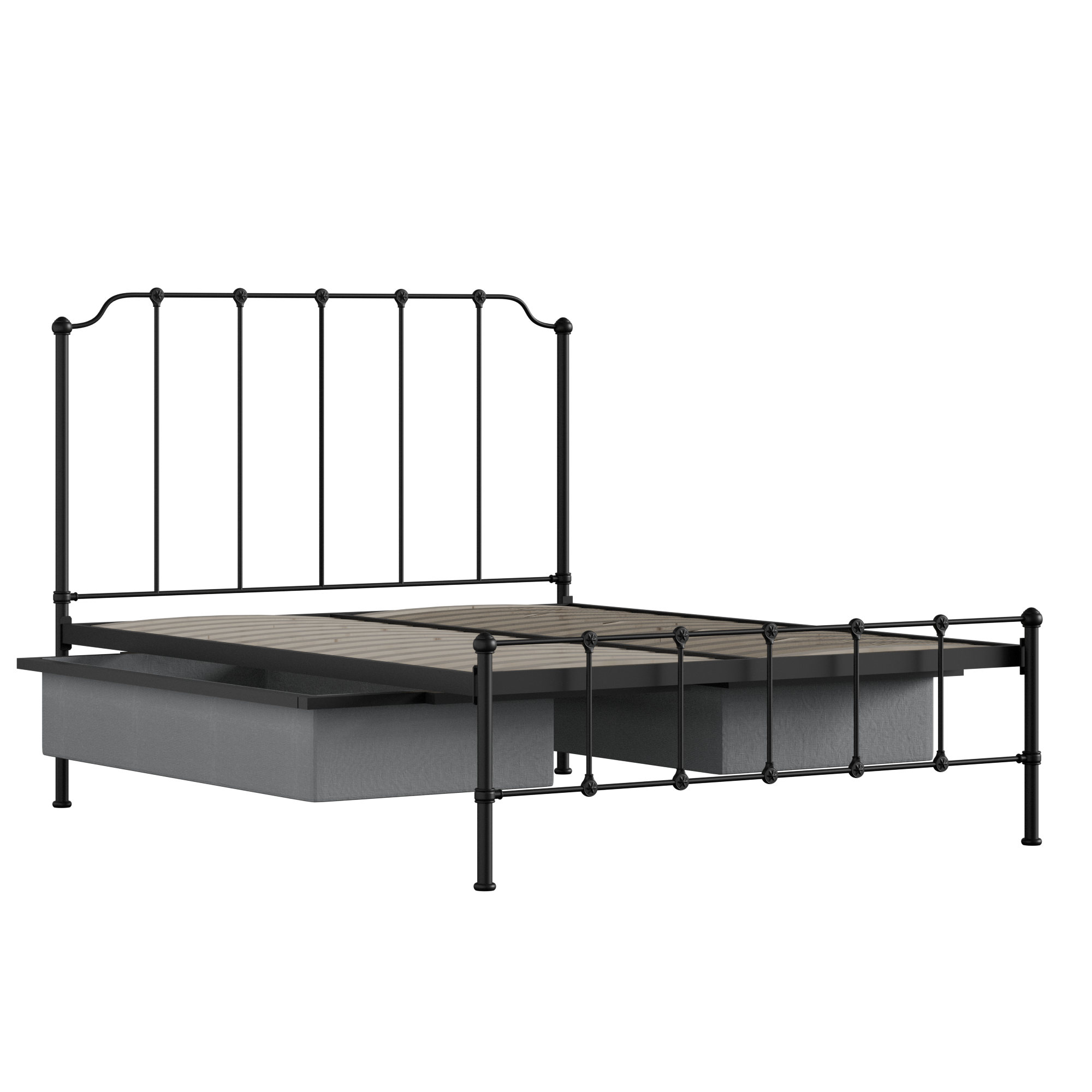 Julia iron/metal bed in black with drawers