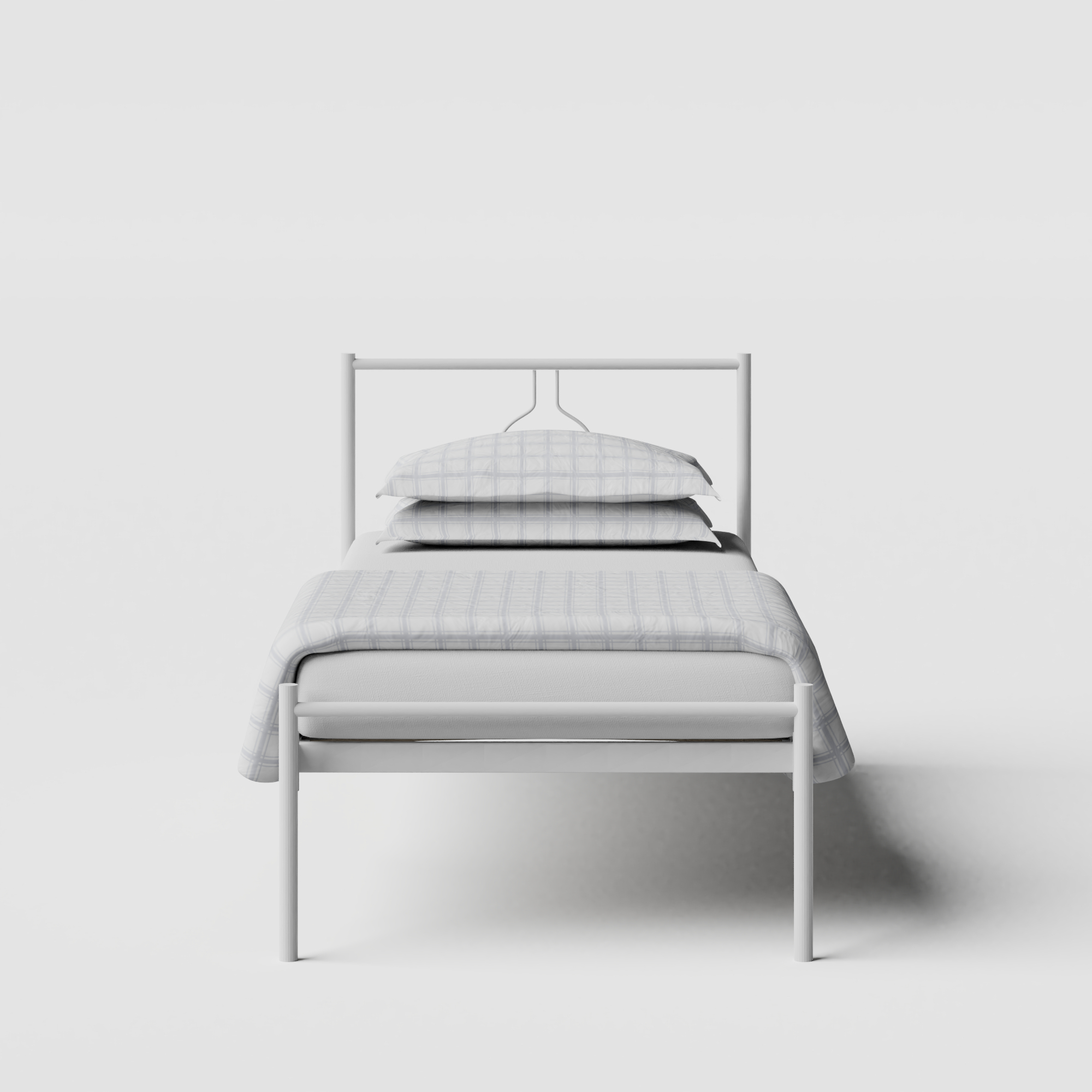 Meiji cama individual de metal en blanco