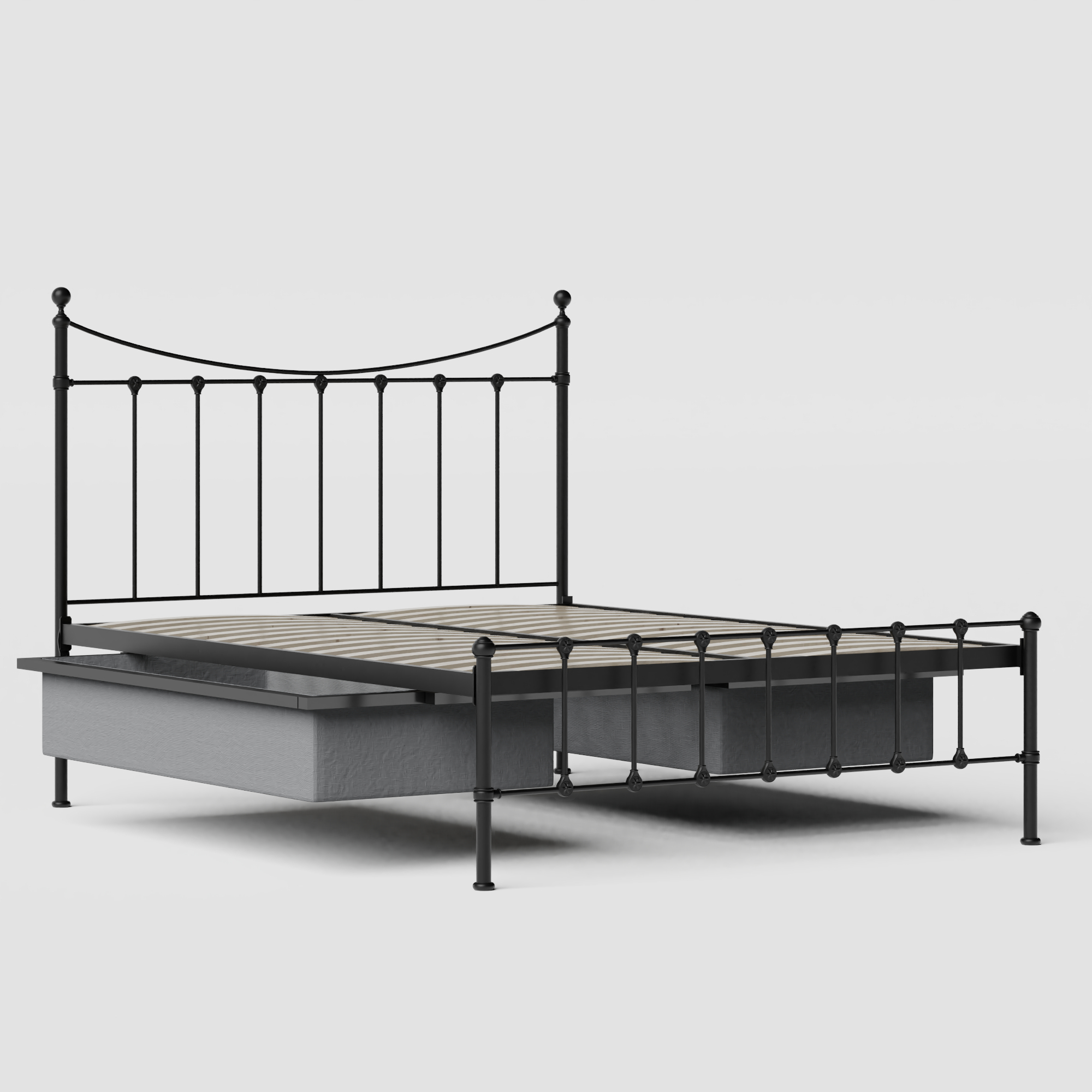 Olivia iron/metal bed in black with drawers