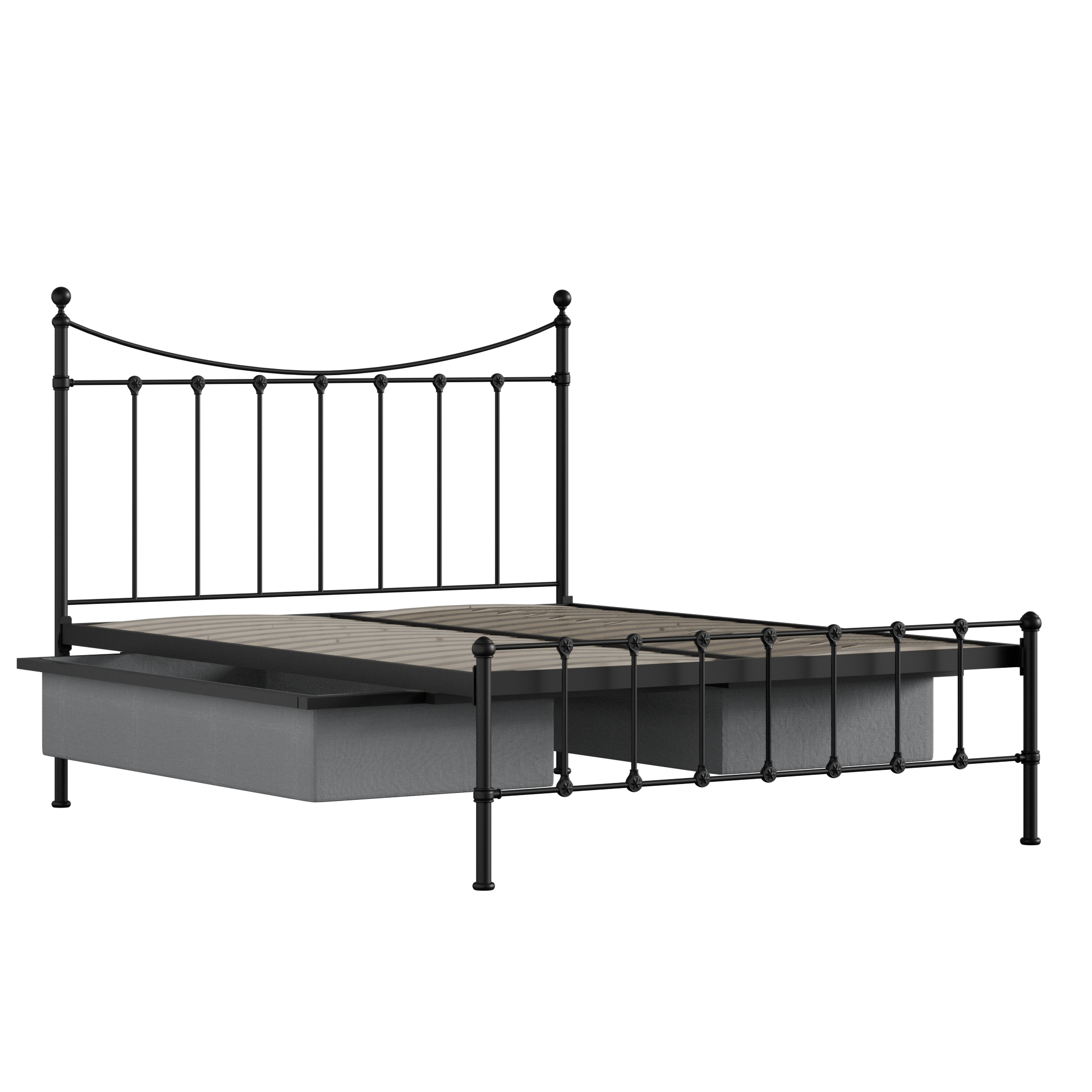 Olivia iron/metal bed in black with drawers