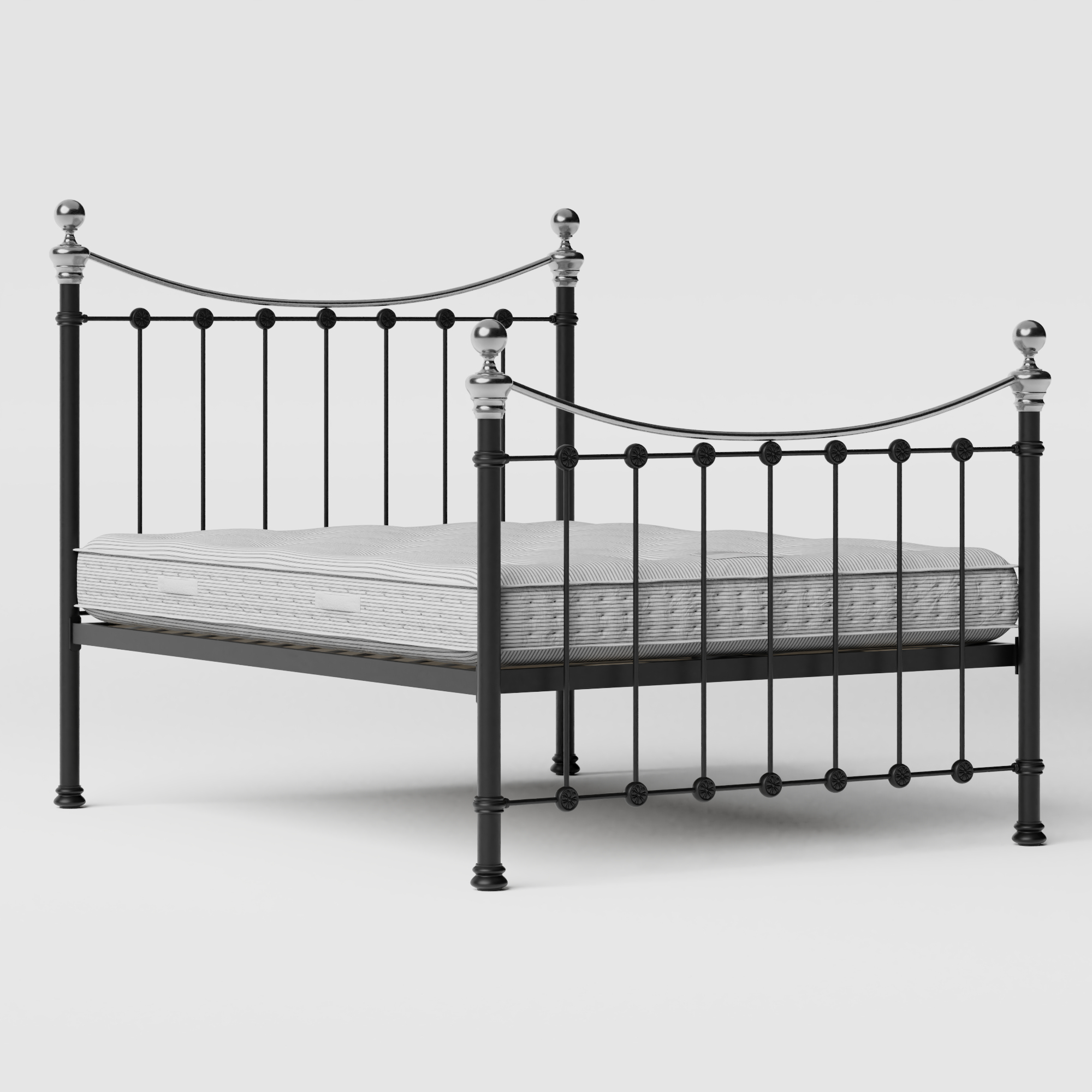 Selkirk Chromo iron/metal bed in black with Juno mattress