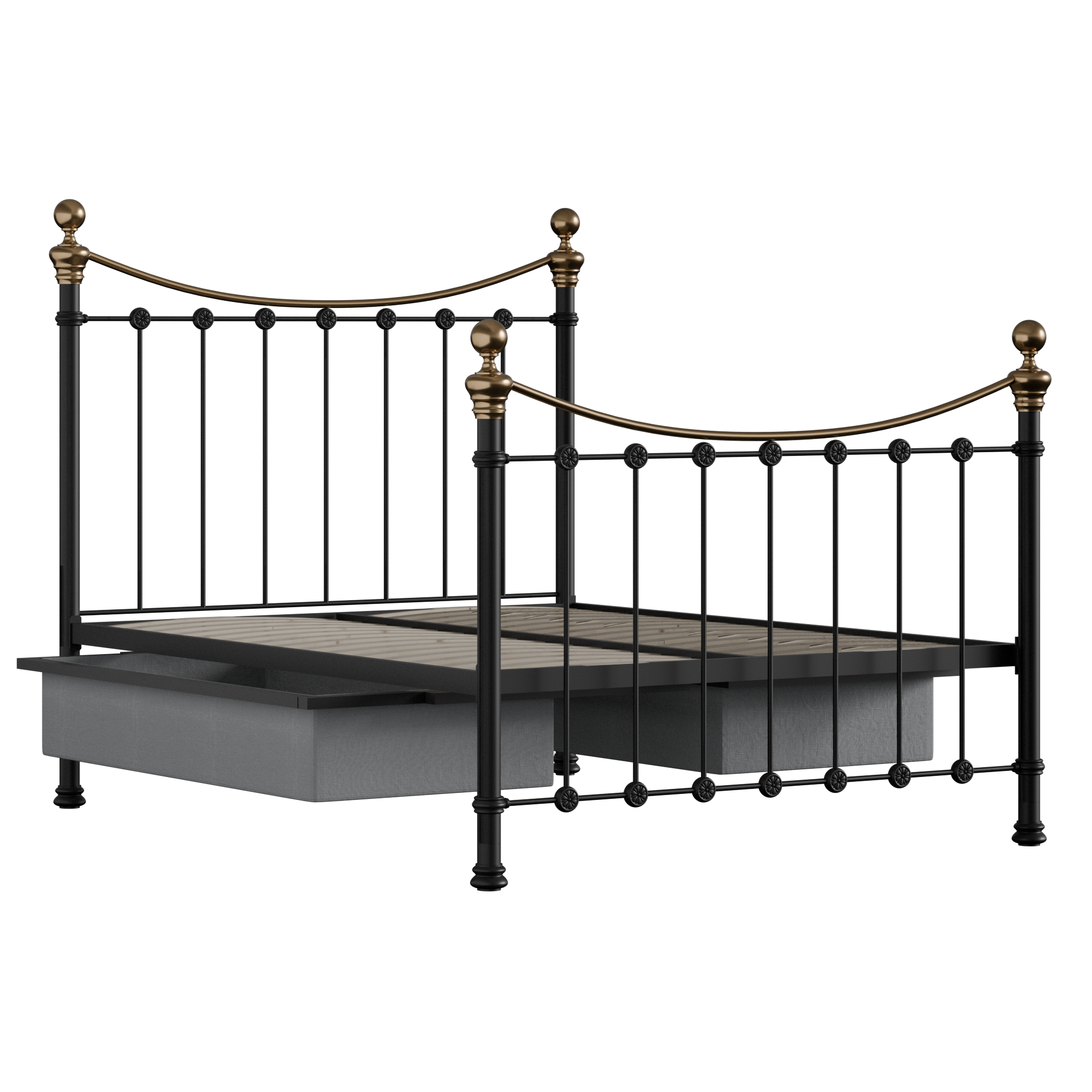 Selkirk iron/metal bed in black with drawers