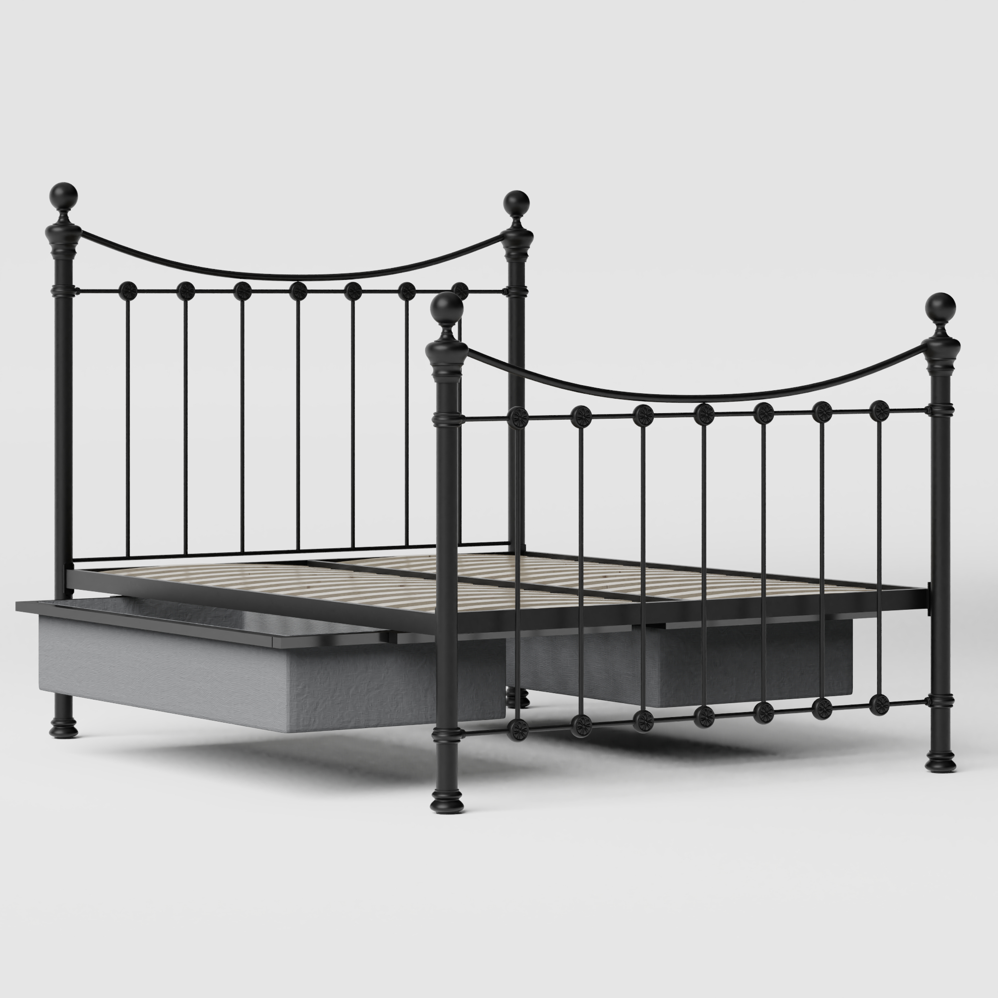 Selkirk Solo iron/metal bed in black with drawers