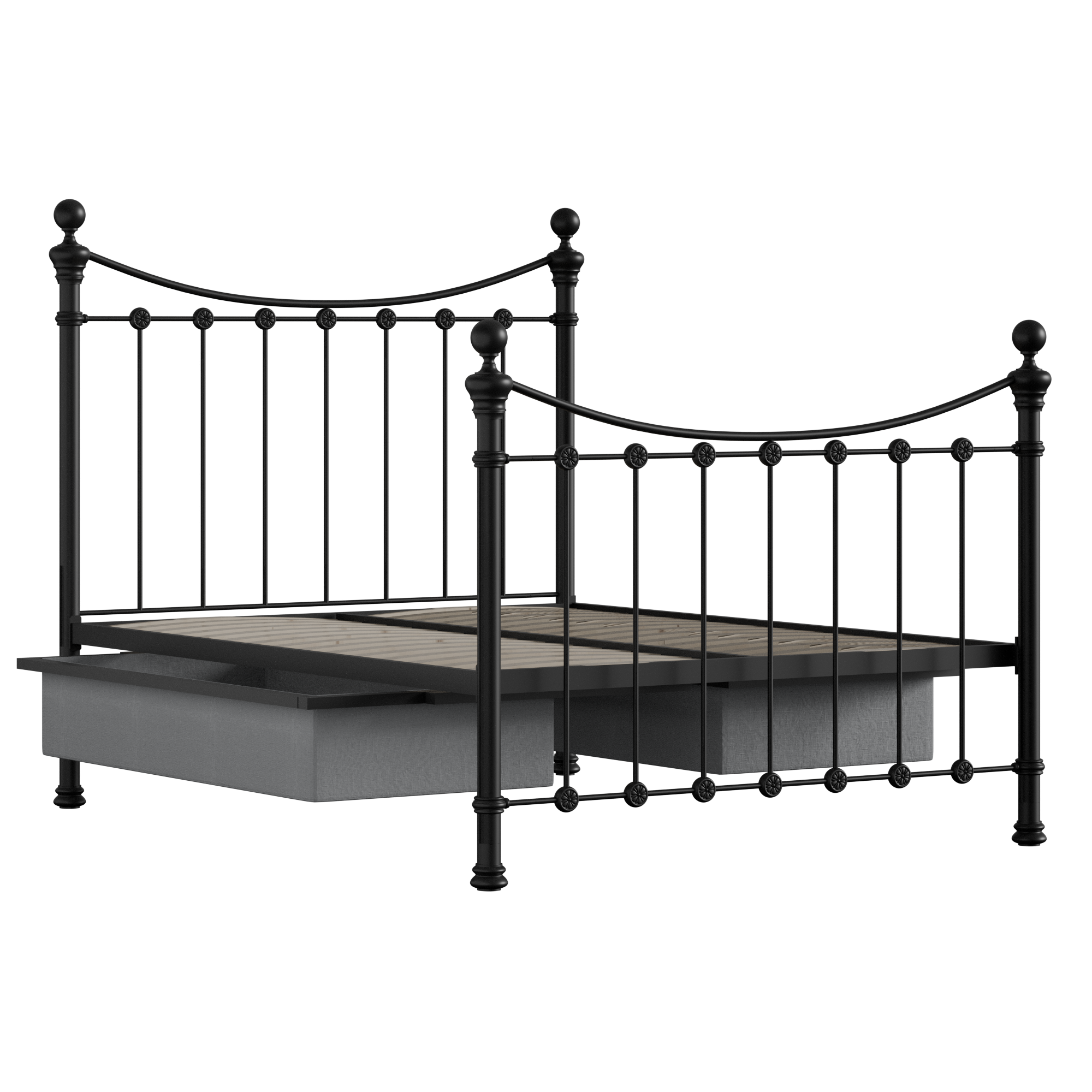 Selkirk Solo cama de metal en negro con cajones