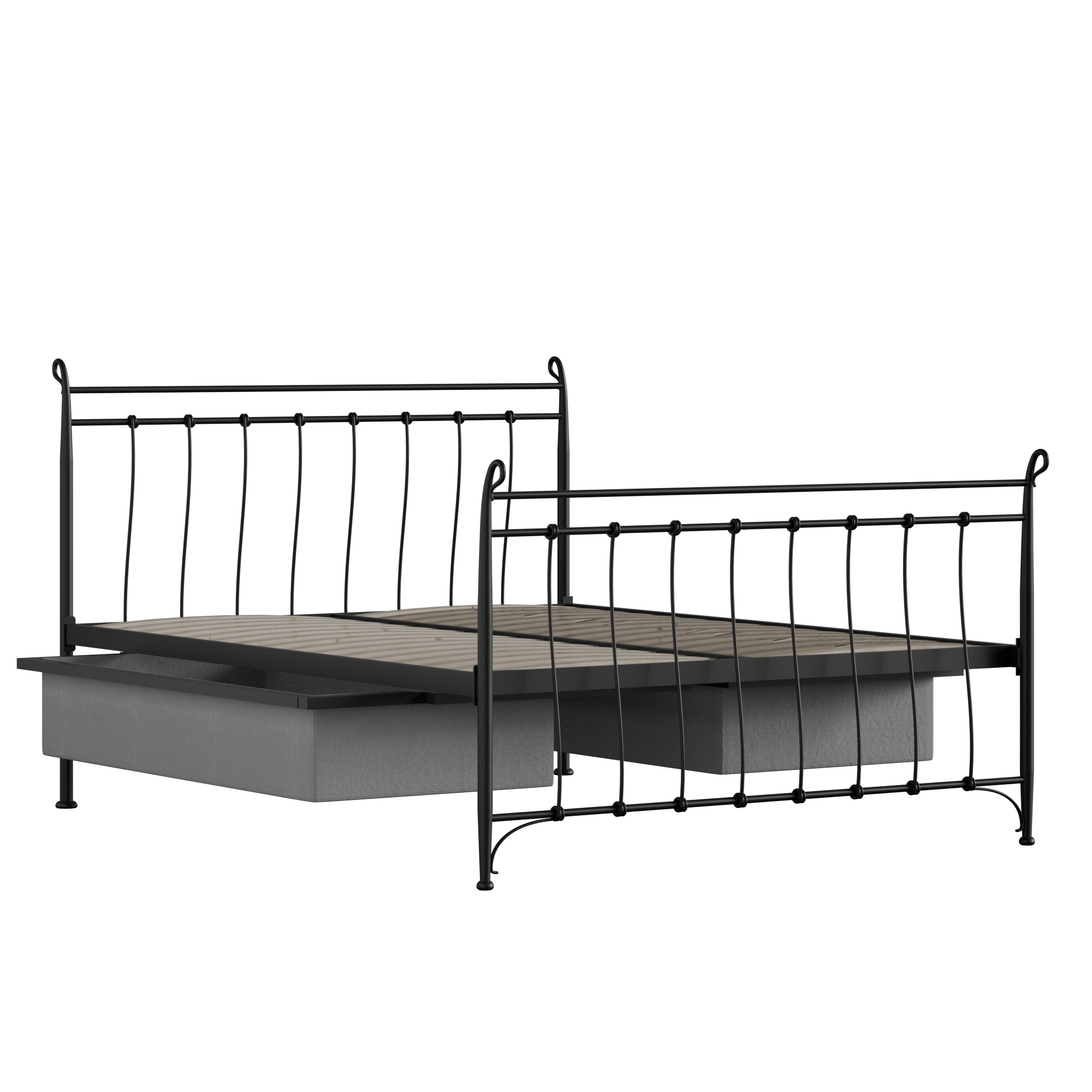 Tiffany iron/metal bed in black with drawers