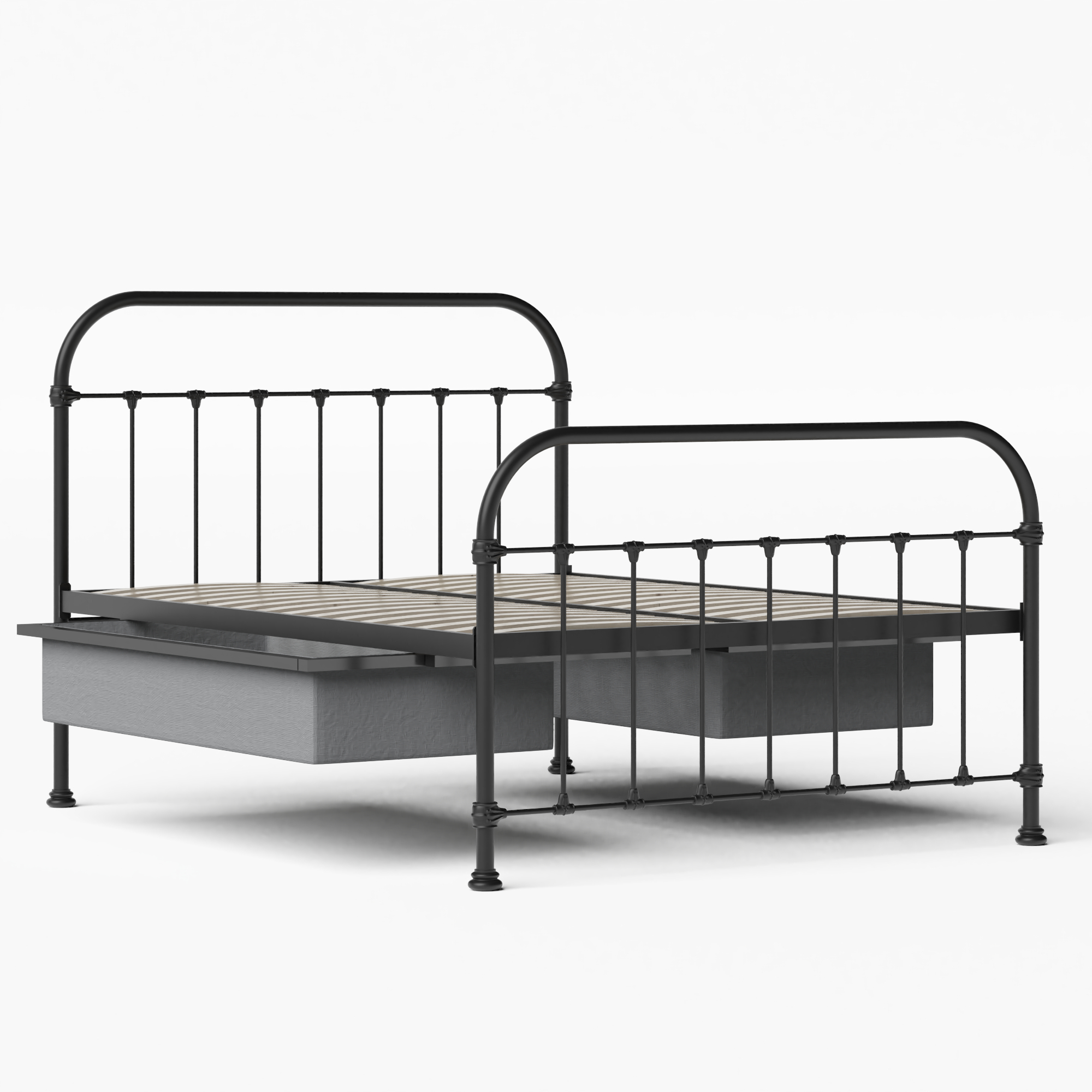 Timolin iron/metal bed in black with drawers