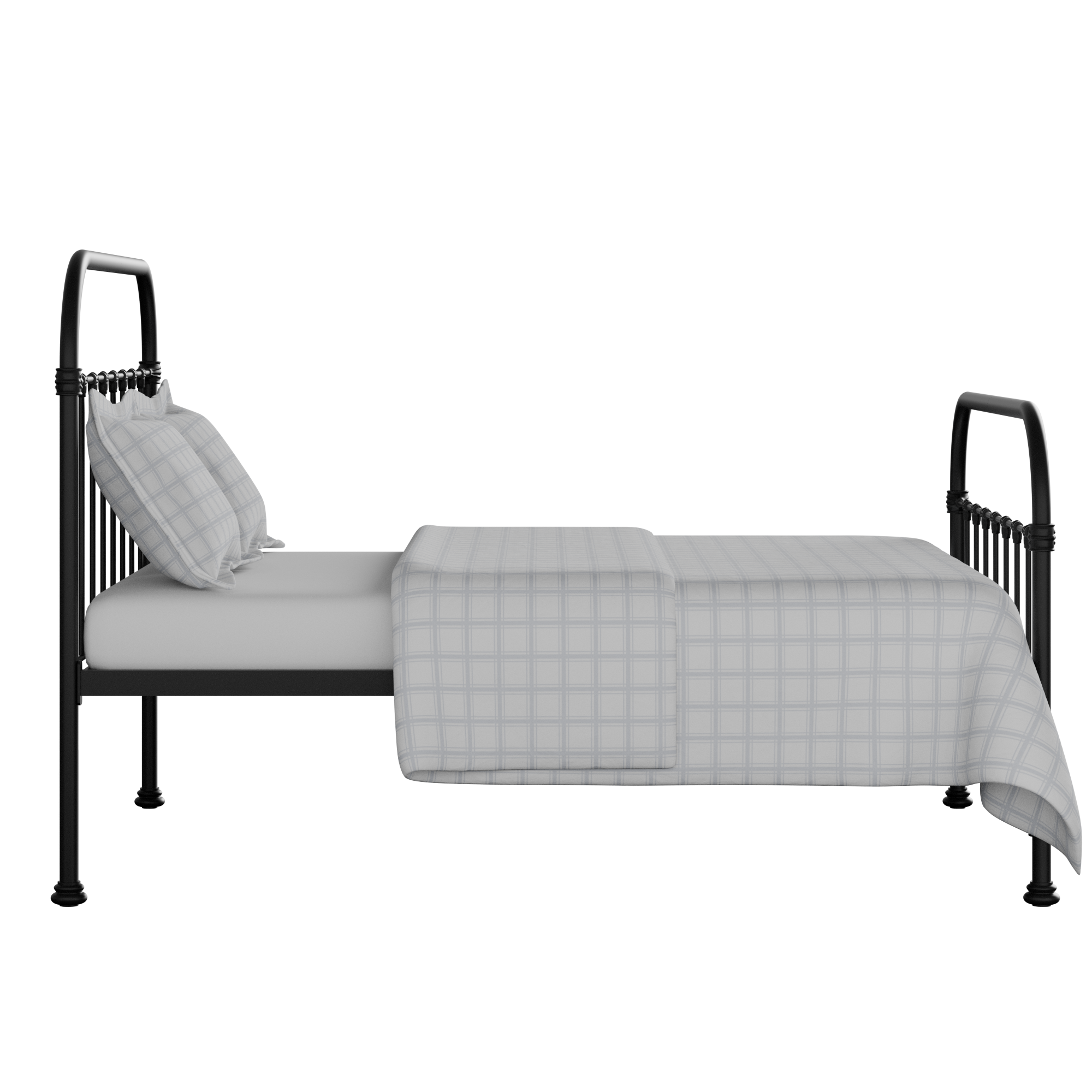 Timolin iron/metal bed in black with Juno mattress