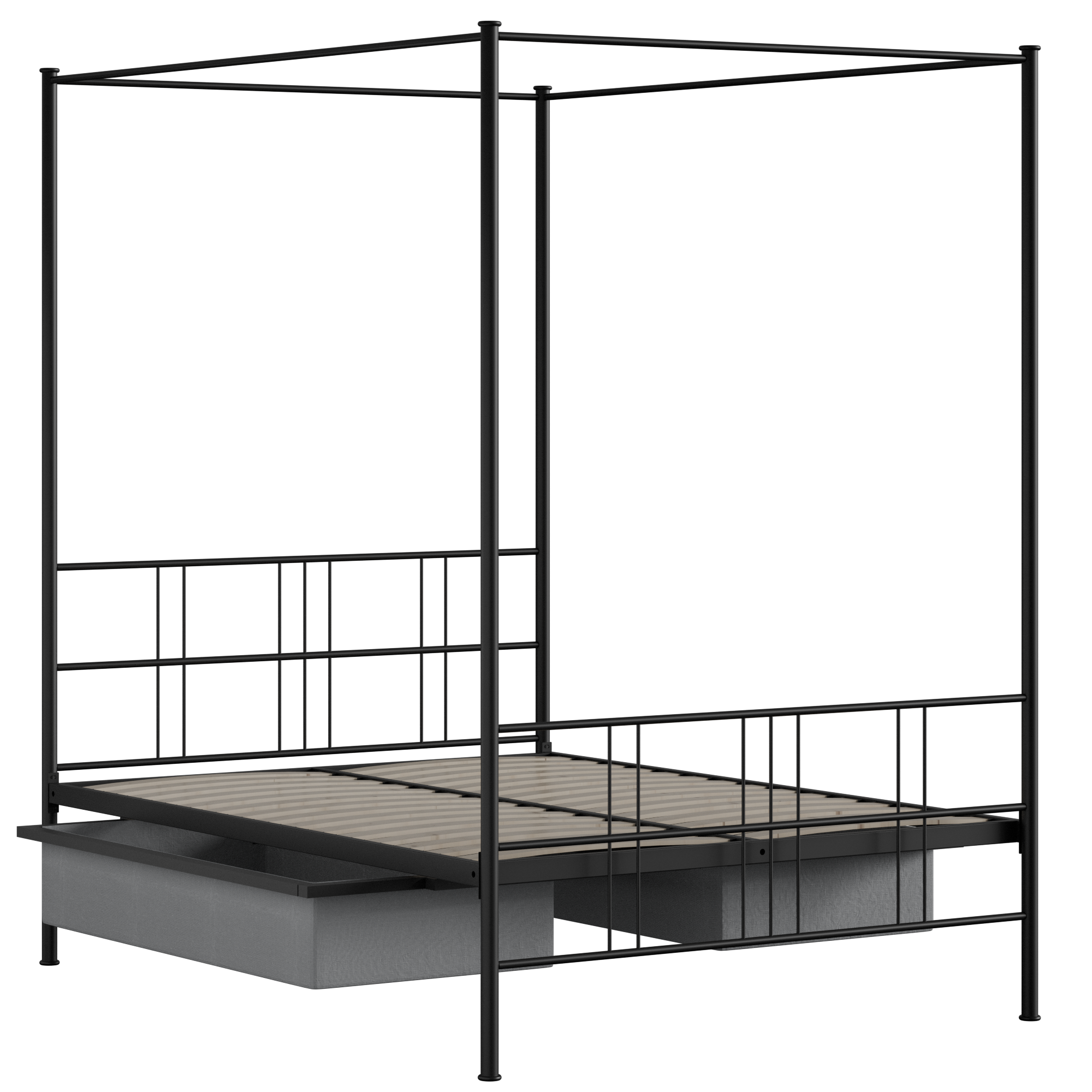 Toulon iron/metal bed in black with drawers