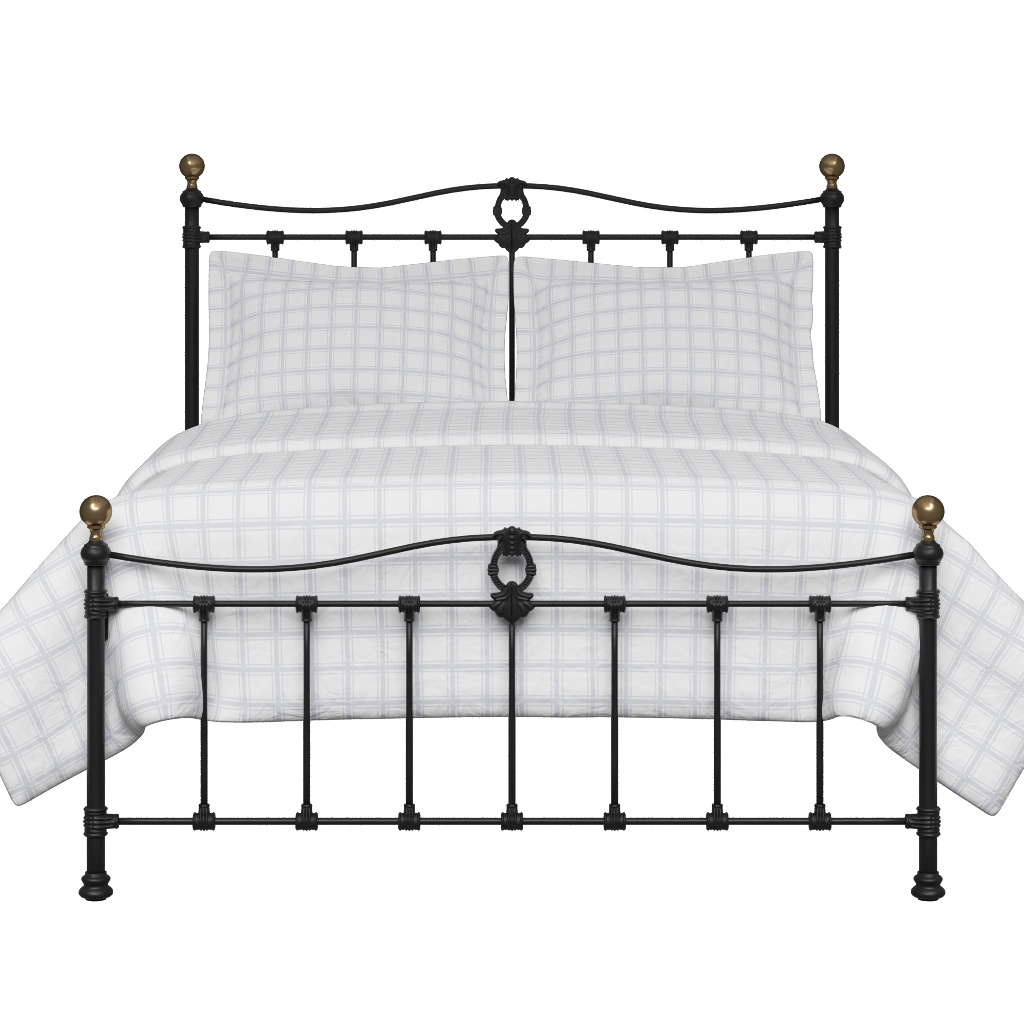 Tulsk Low Footend Iron Metal Bed, Black Brass Bed Frame