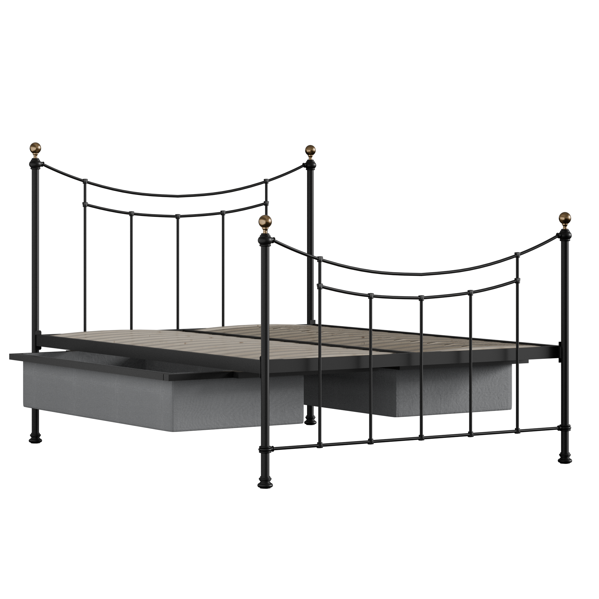 Virginia iron/metal bed in black with drawers
