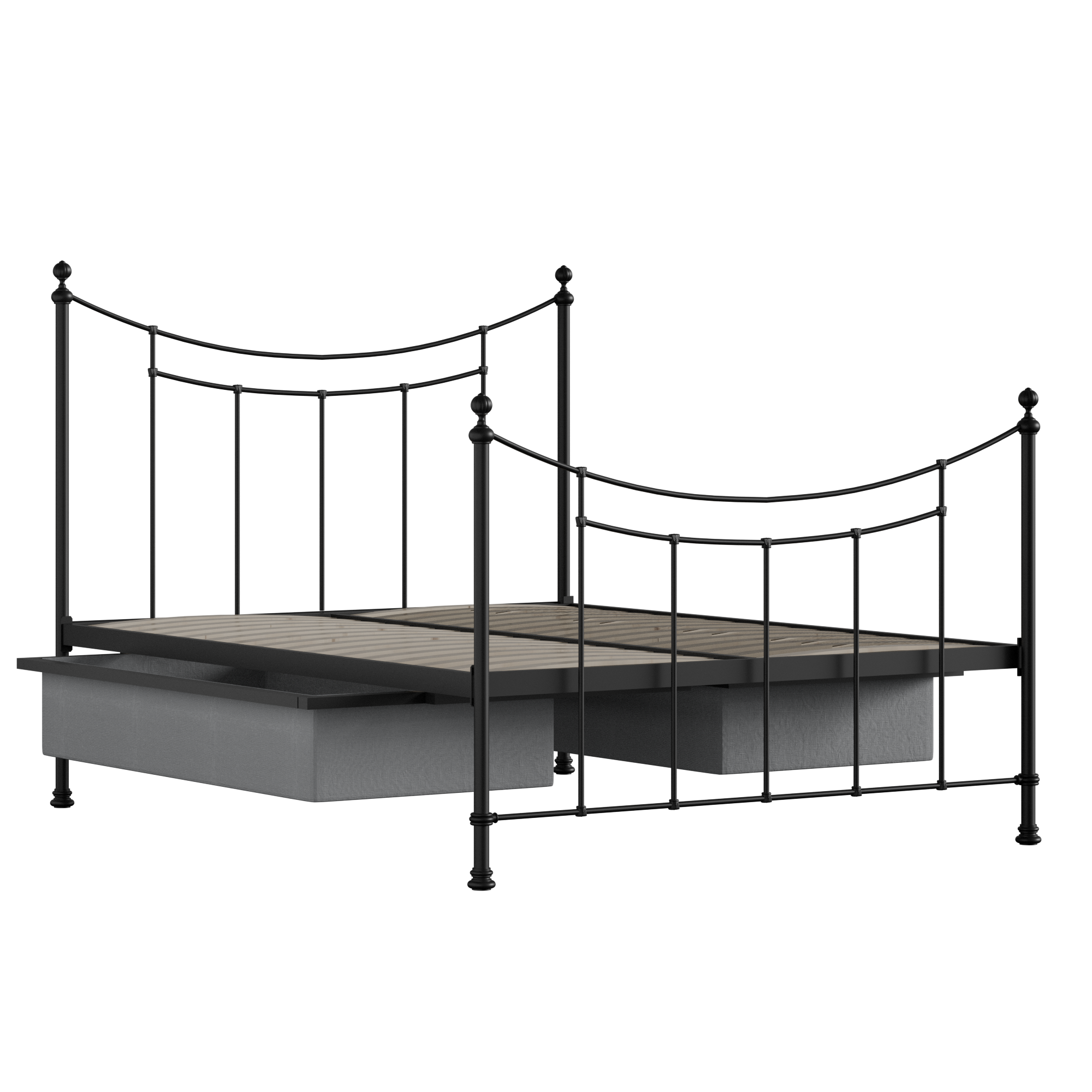 Winchester lit en métal noir avec tiroirs
