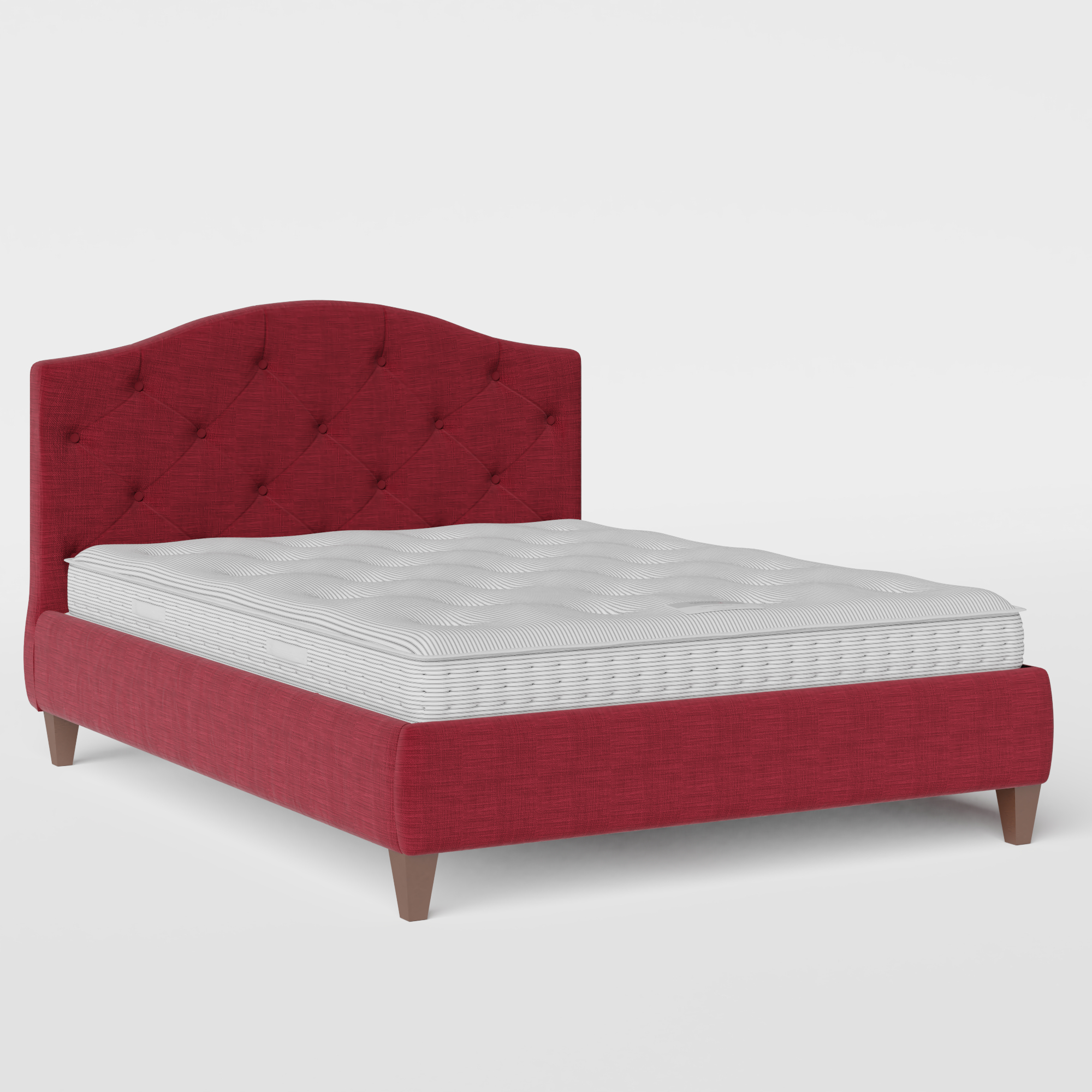 Daniella Deep Buttoned stoffen bed in cherry