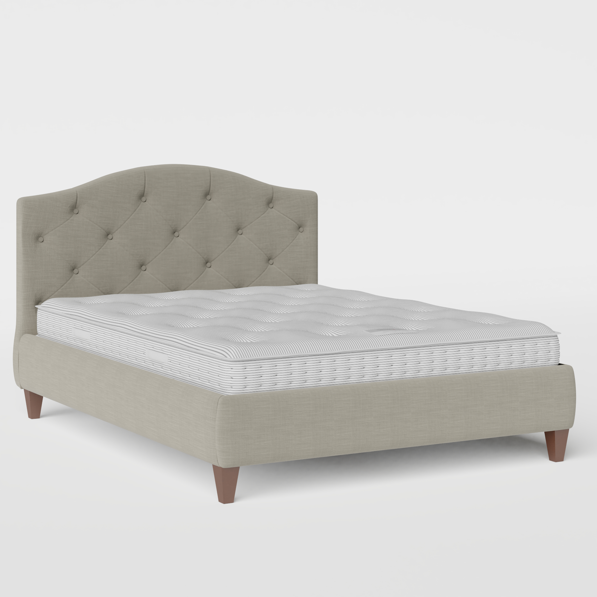 Daniella Deep Buttoned cama tapizada en tela gris