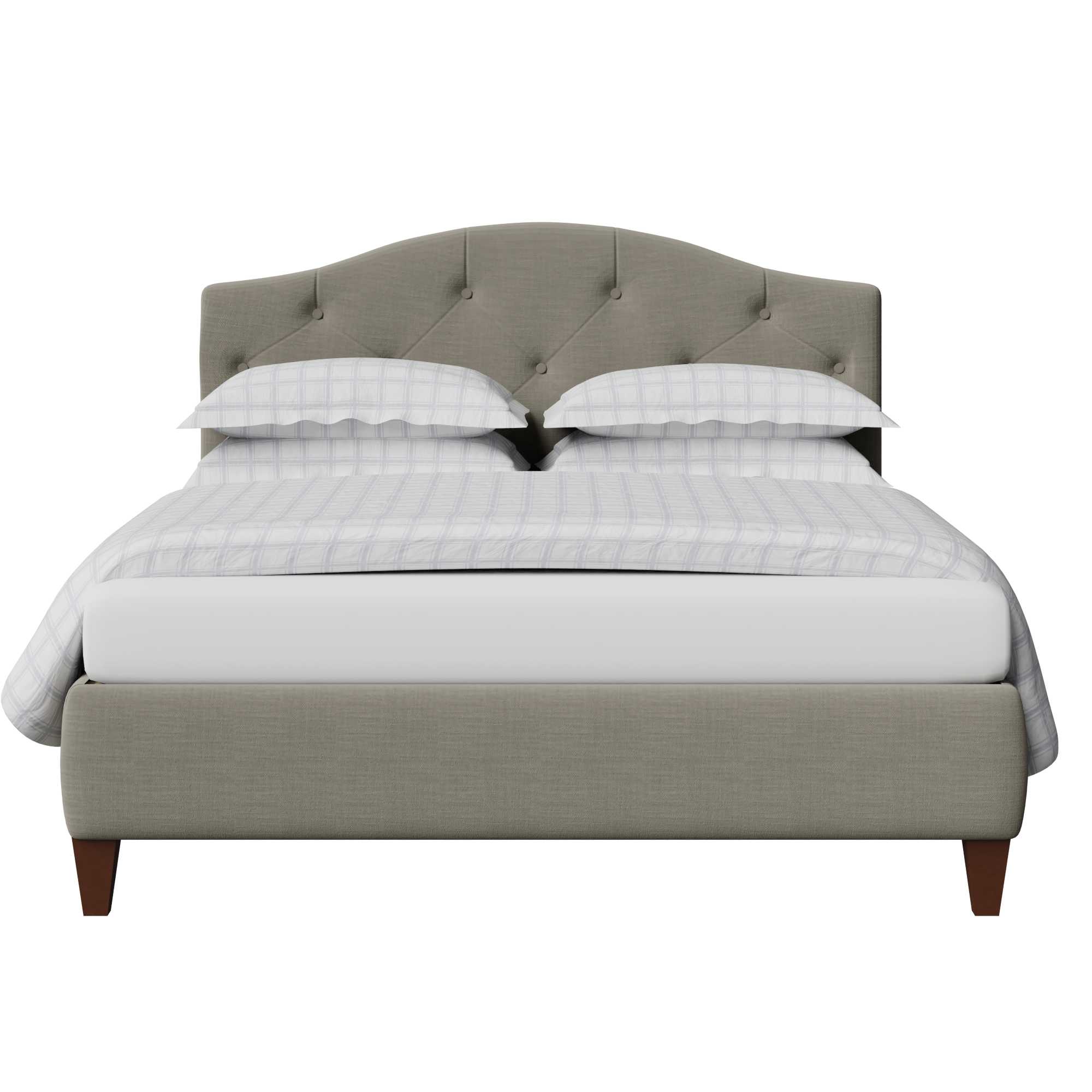 Daniella Deep Buttoned cama tapizada en tela gris