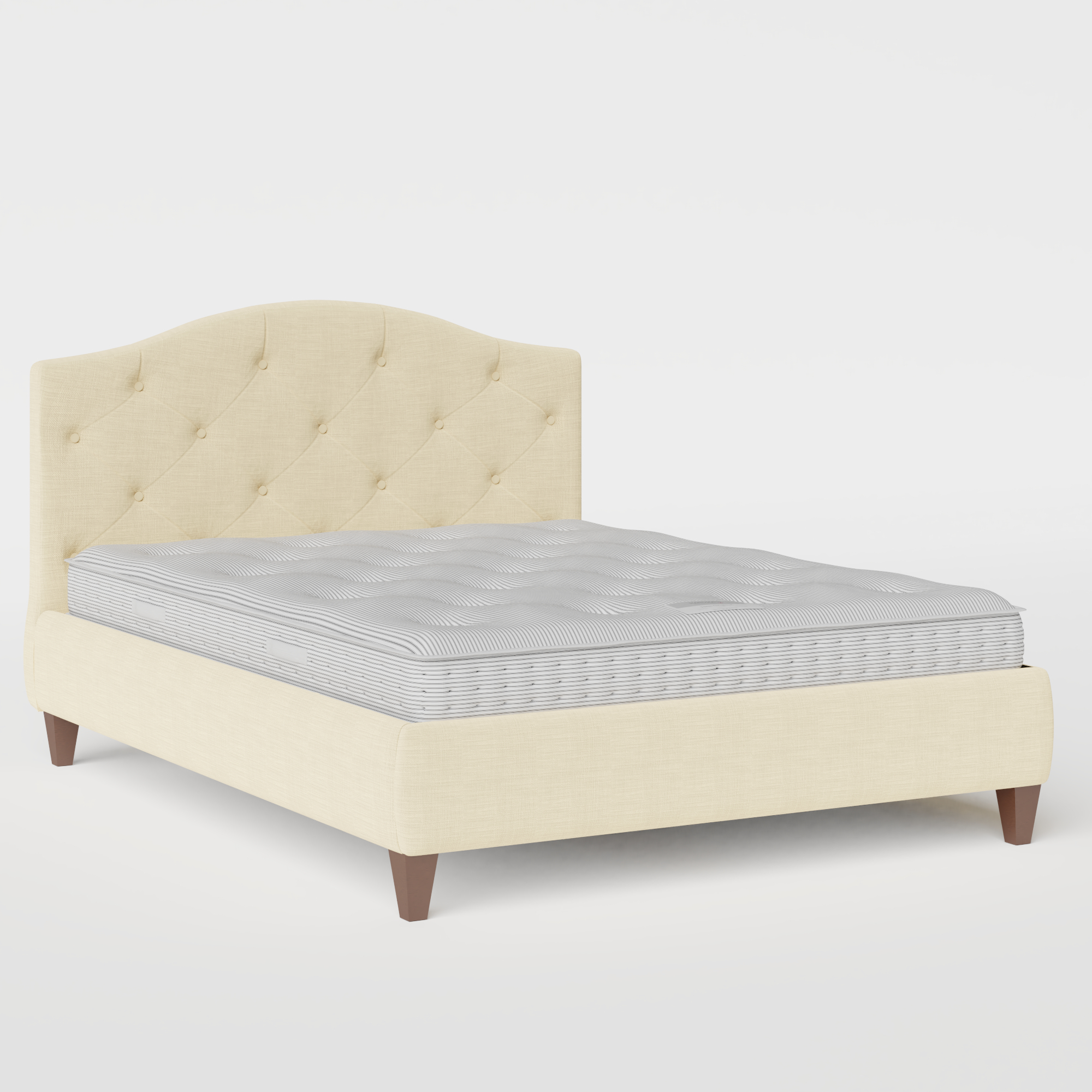 Daniella Deep Buttoned upholstered bed in natural fabric