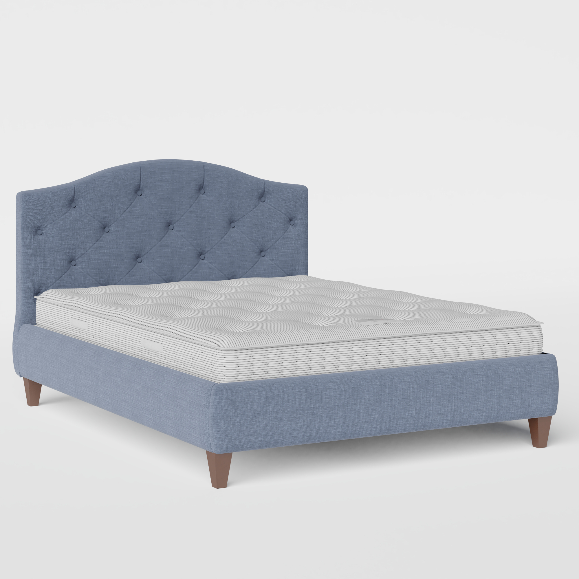 Daniella Deep Buttoned cama tapizada en tela azul