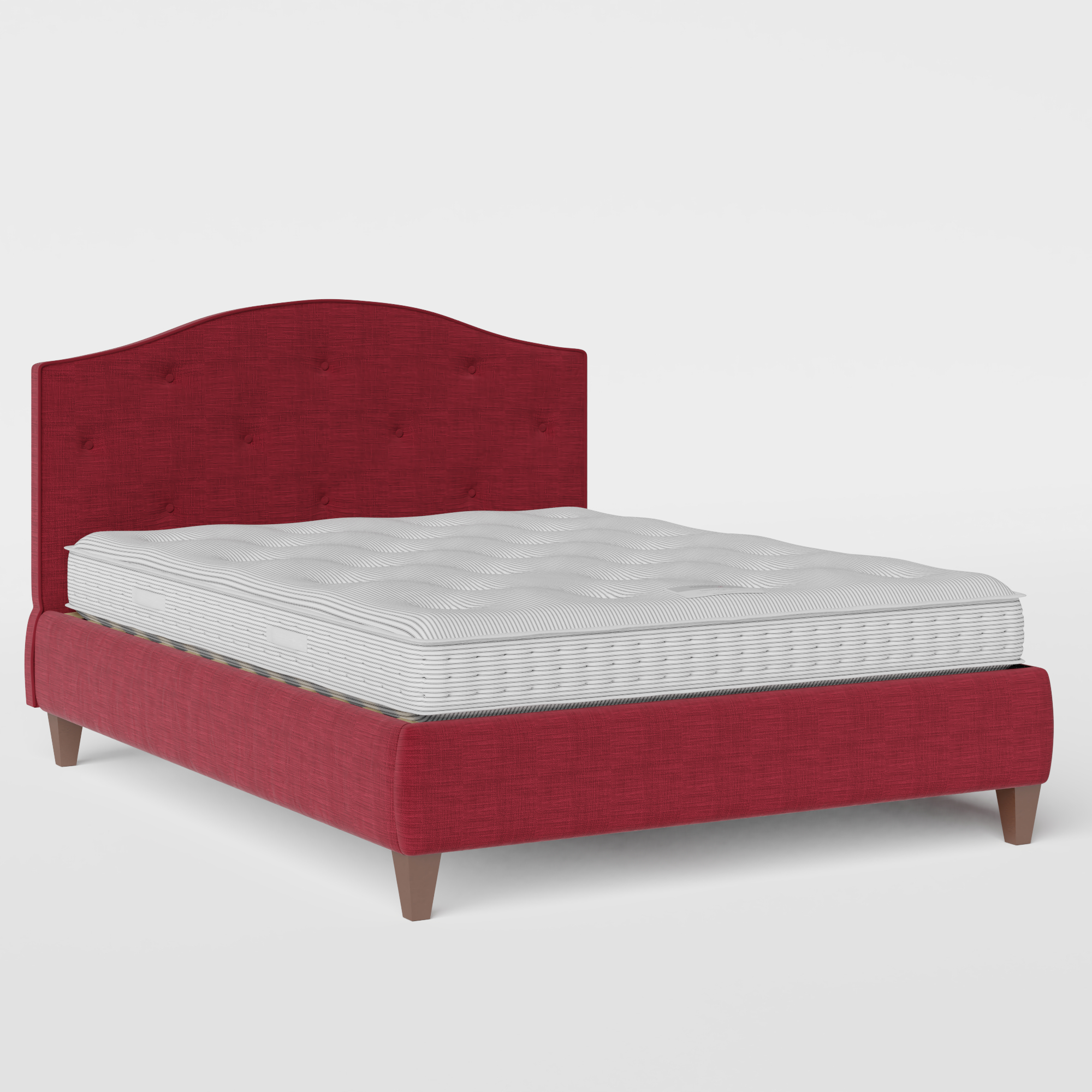 Daniella Buttoned Diagonal upholstered bed in cherry fabric