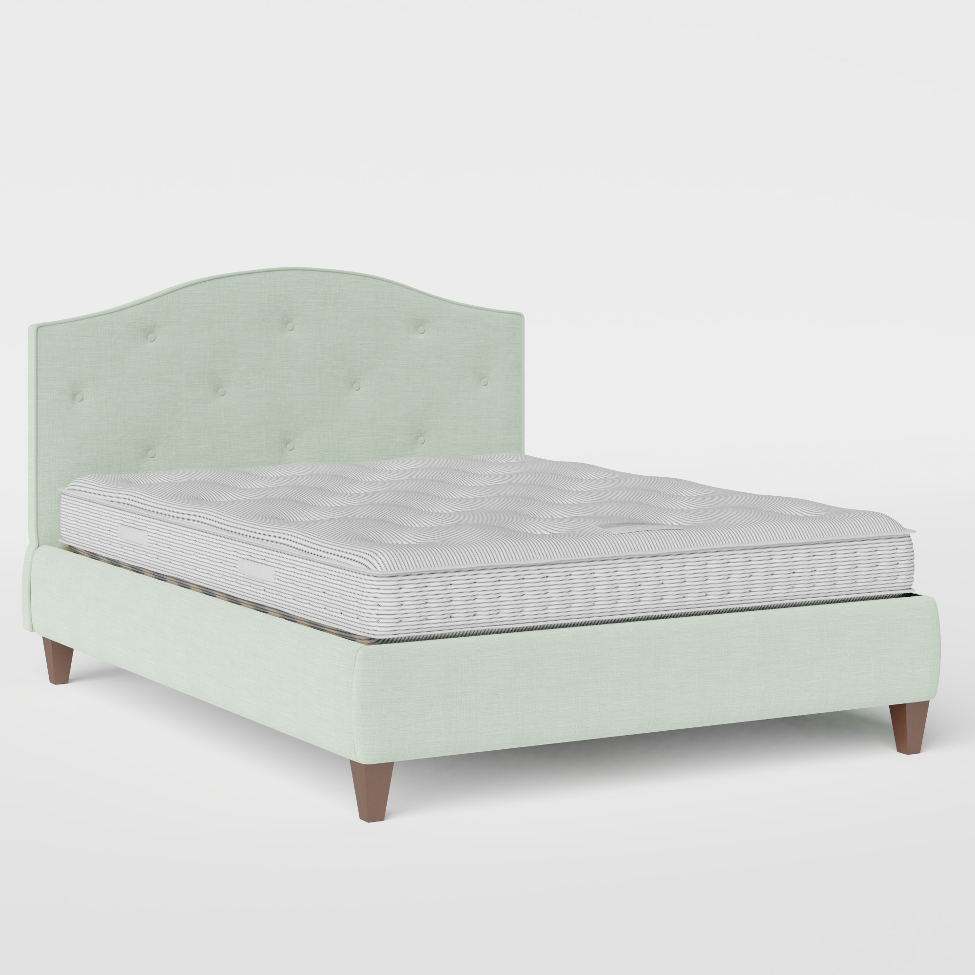 Daniella Buttoned Diagonal upholstered bed in duckegg fabric