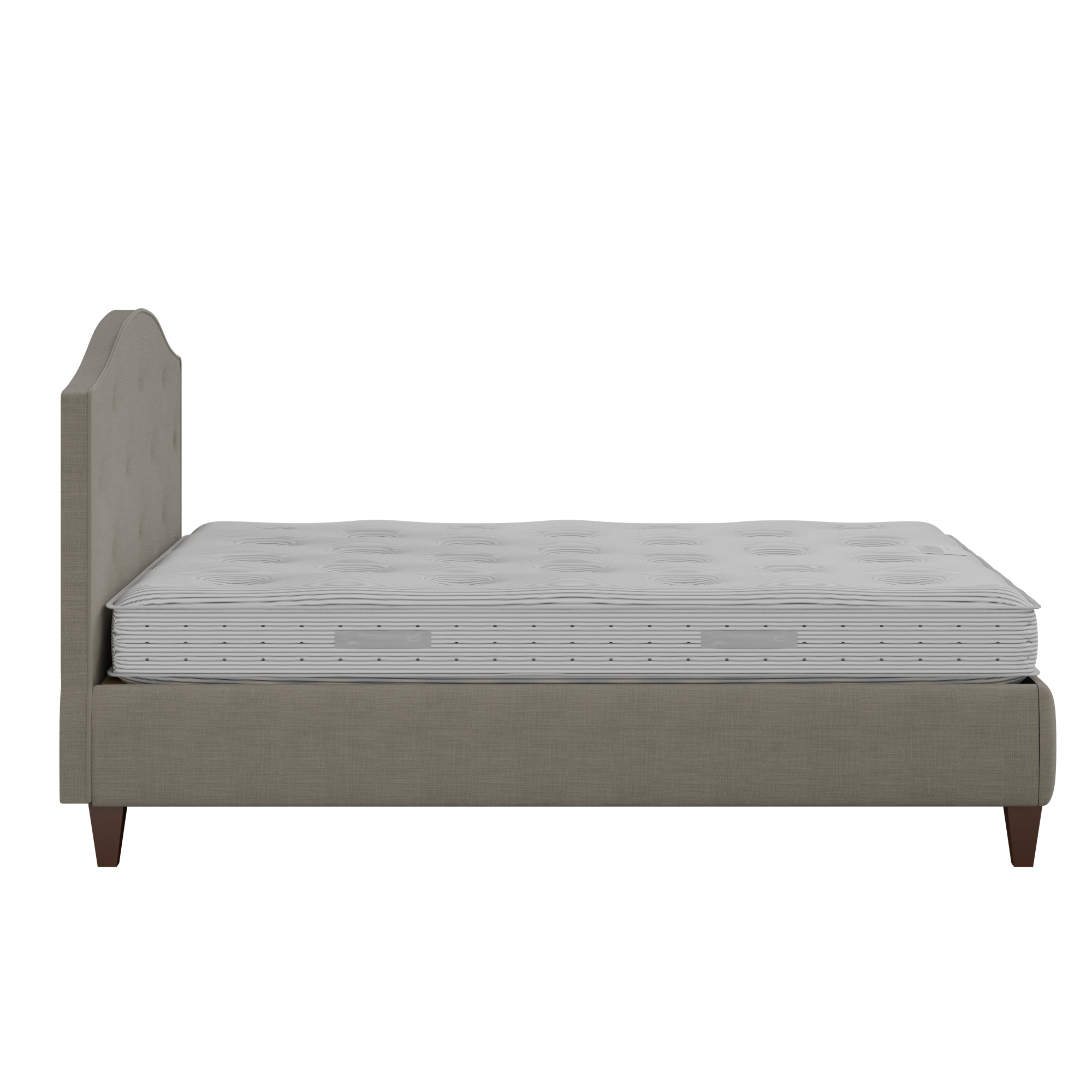 Daniella Buttoned Diagonal cama tapizada en tela gris con colchón