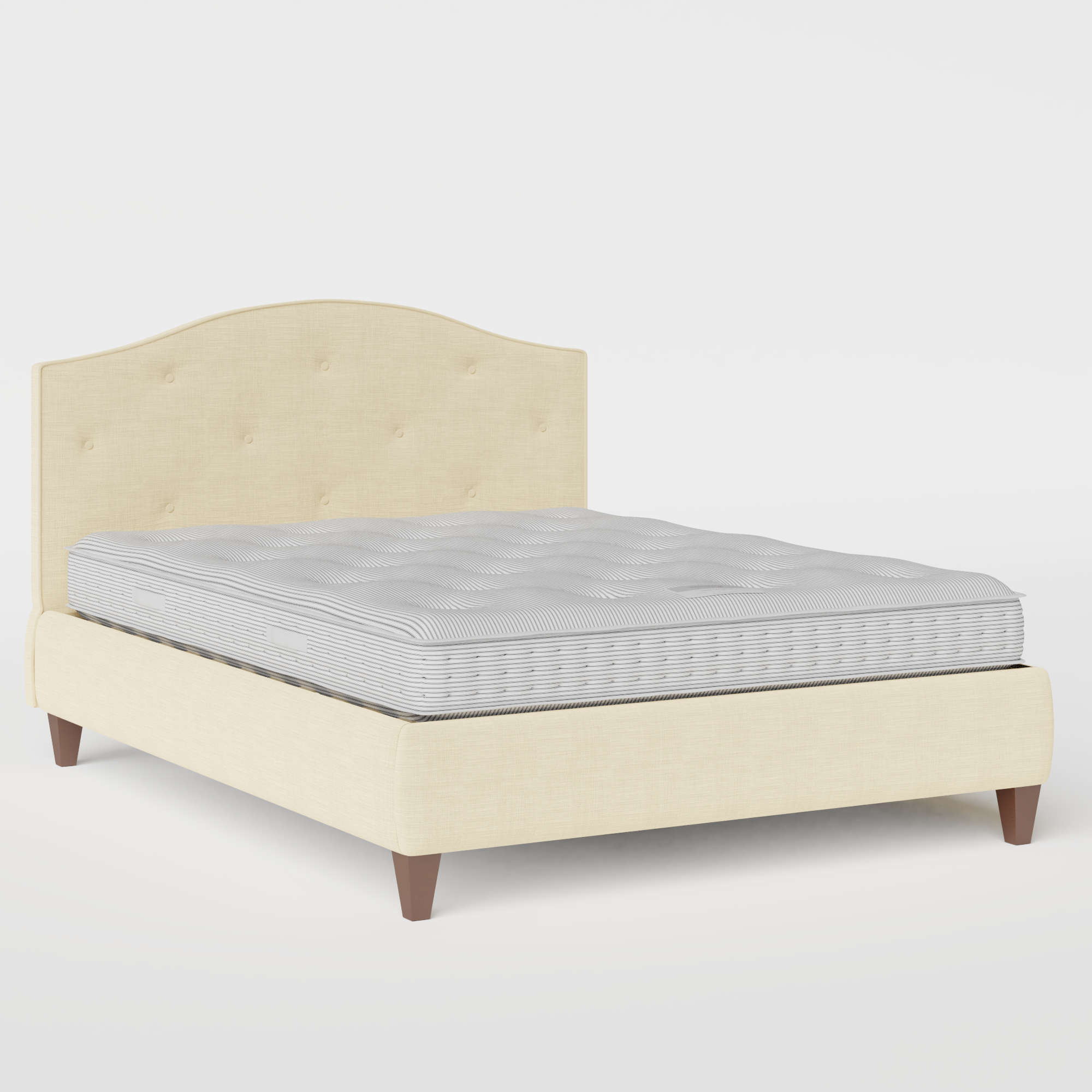 Daniella Buttoned Diagonal stoffen bed in natural