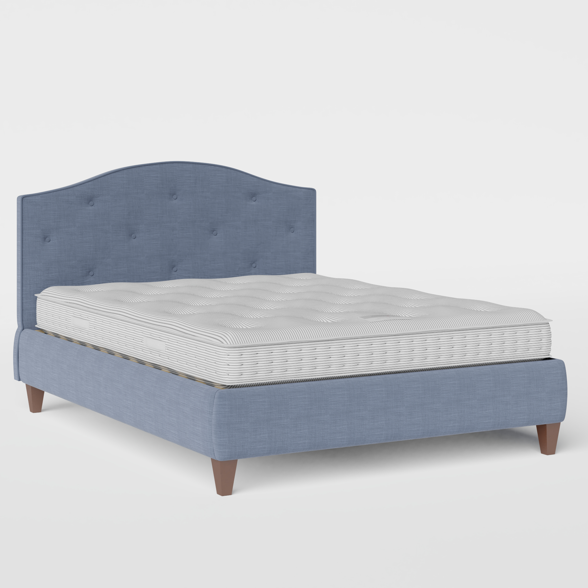 Daniella Buttoned Diagonal upholstered bed in blue fabric