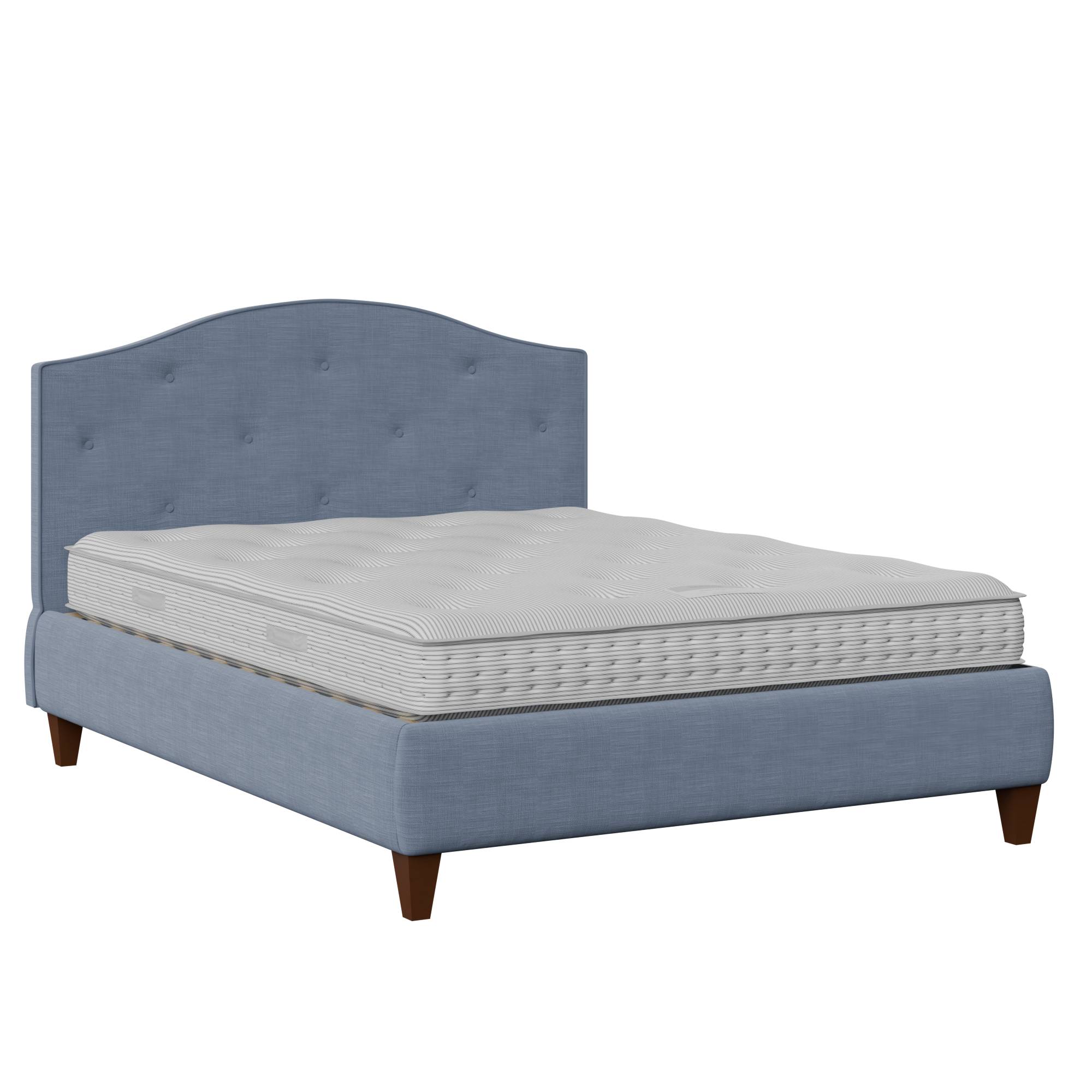 Daniella Buttoned Diagonal cama tapizada en tela azul