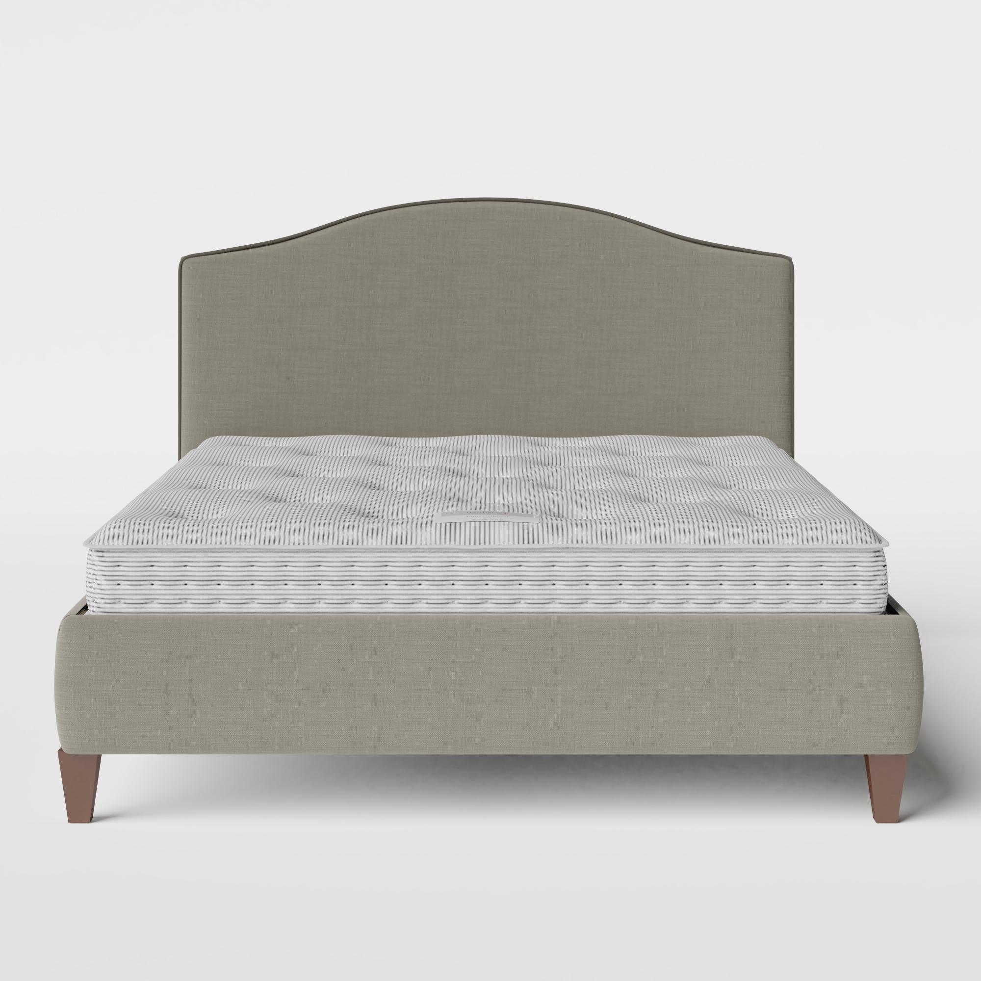Daniella with Piping upholstered bed in grey fabric with Juno mattress