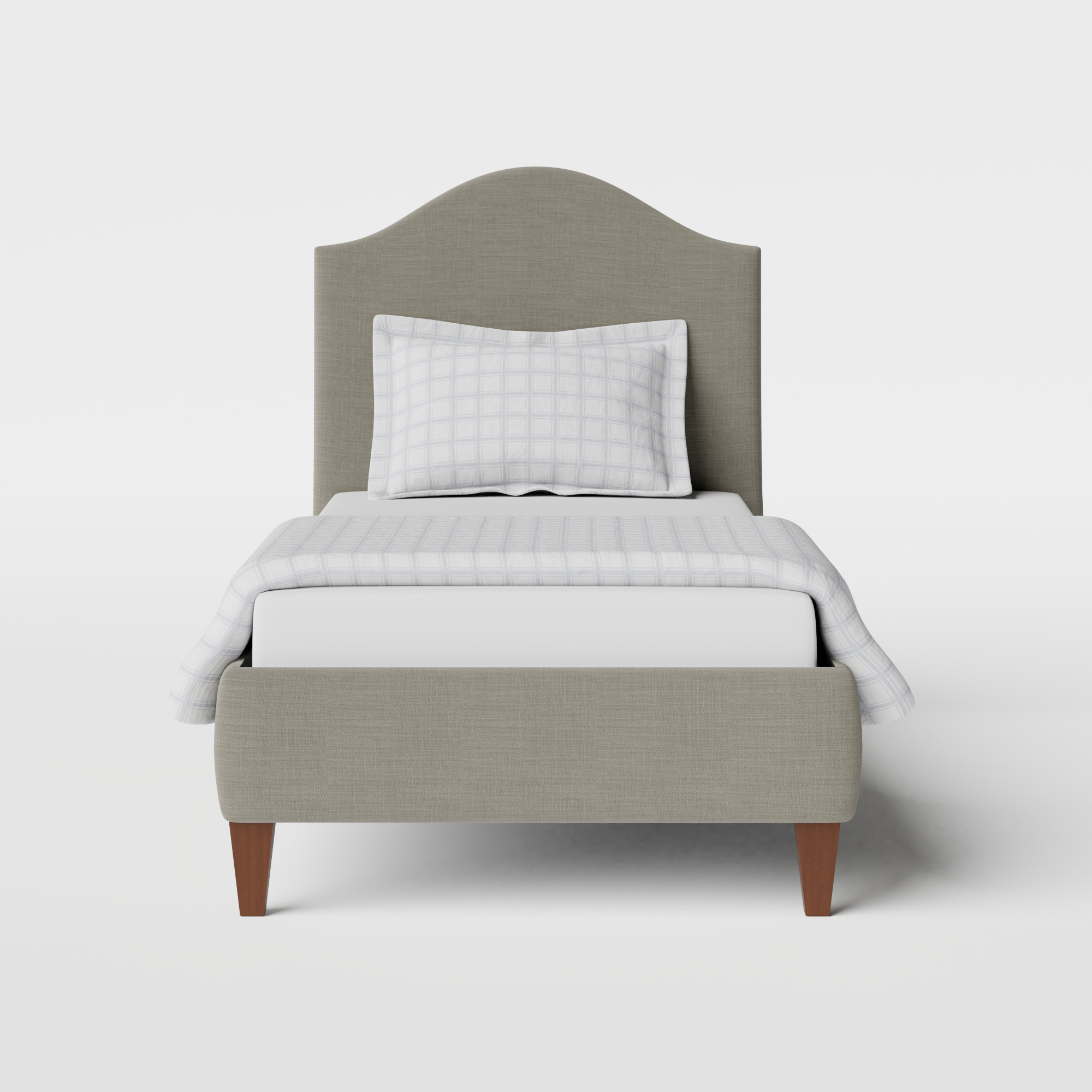 Daniella cama individual tapizada en tela gris