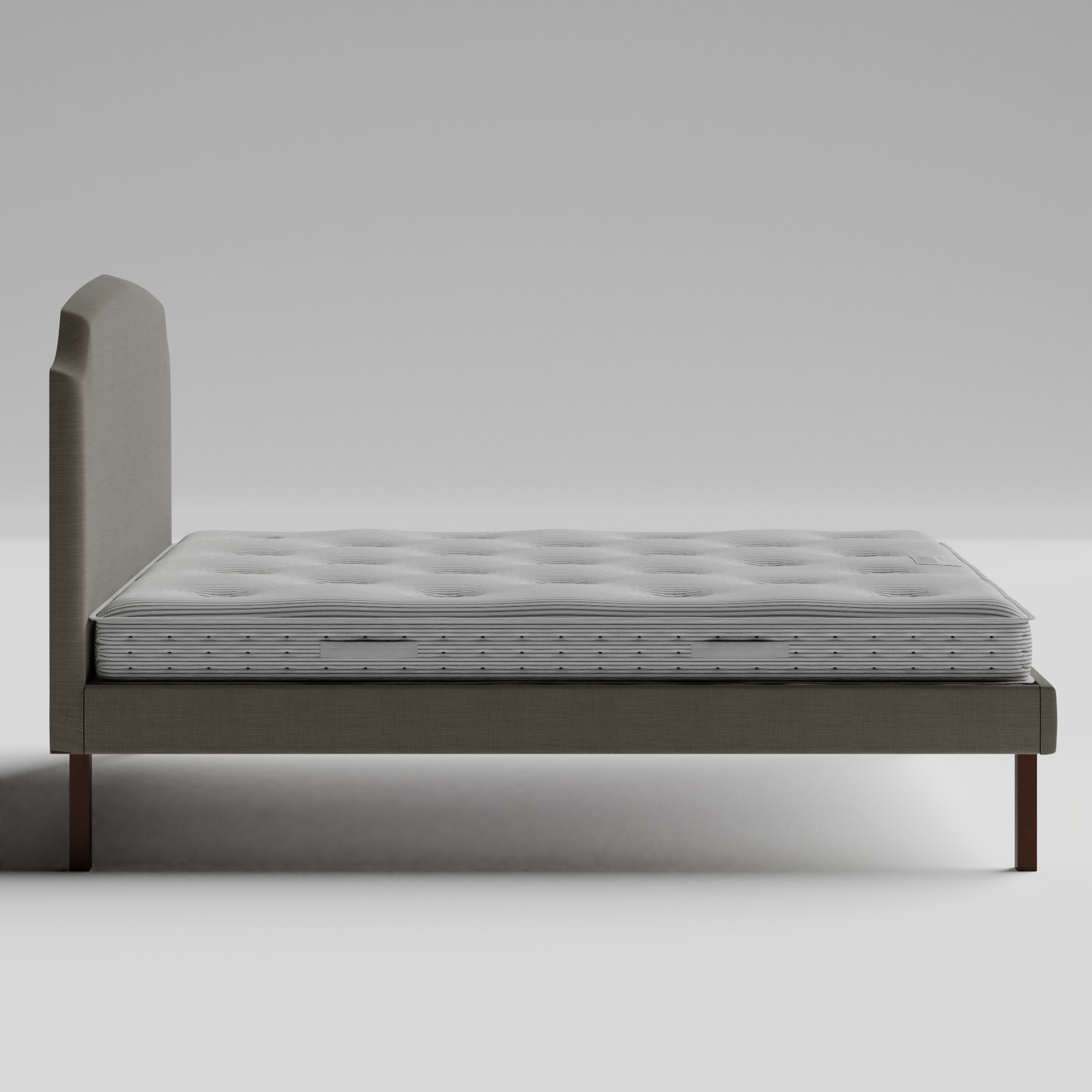 Kobe Upholstered letto imbottito in tessuto grigio con materasso