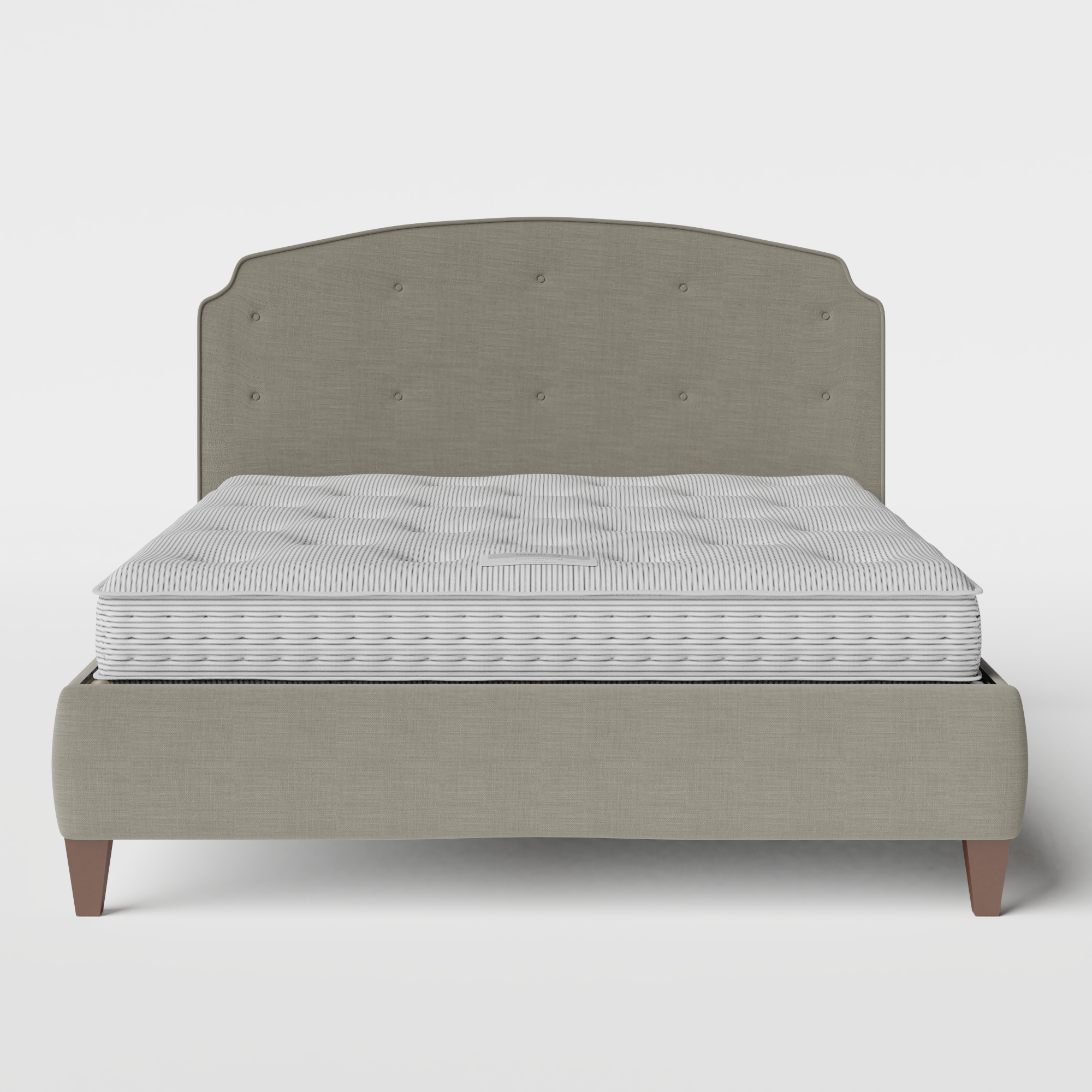 Lide Buttoned letto imbottito in tessuto grigio con materasso