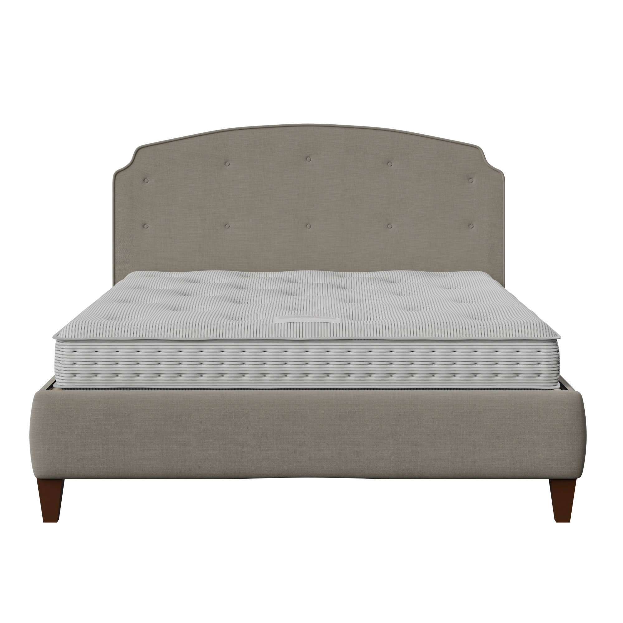 Lide Buttoned letto imbottito in tessuto grigio con materasso
