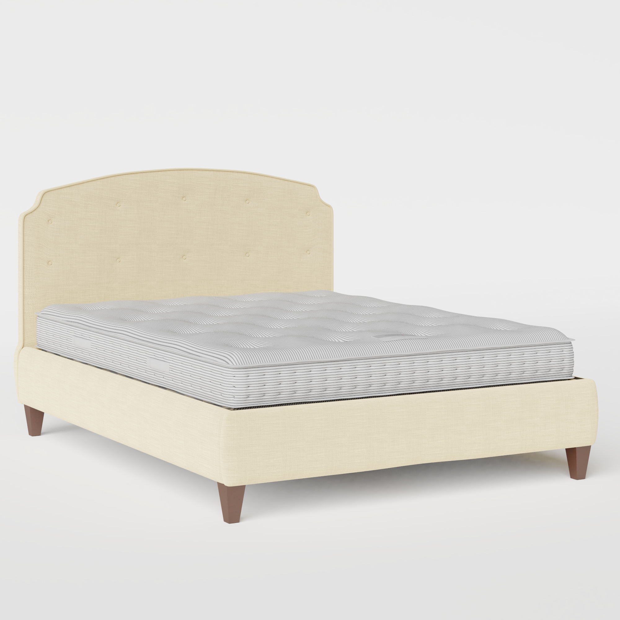 Lide Buttoned upholstered bed in natural fabric