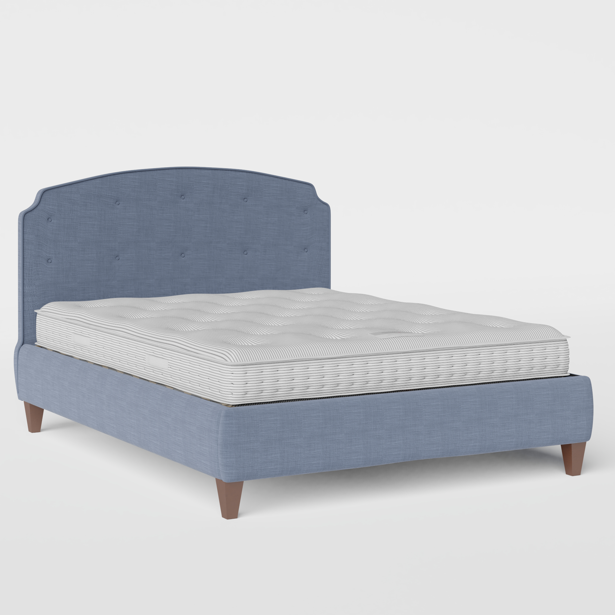 Lide Buttoned upholstered bed in blue fabric