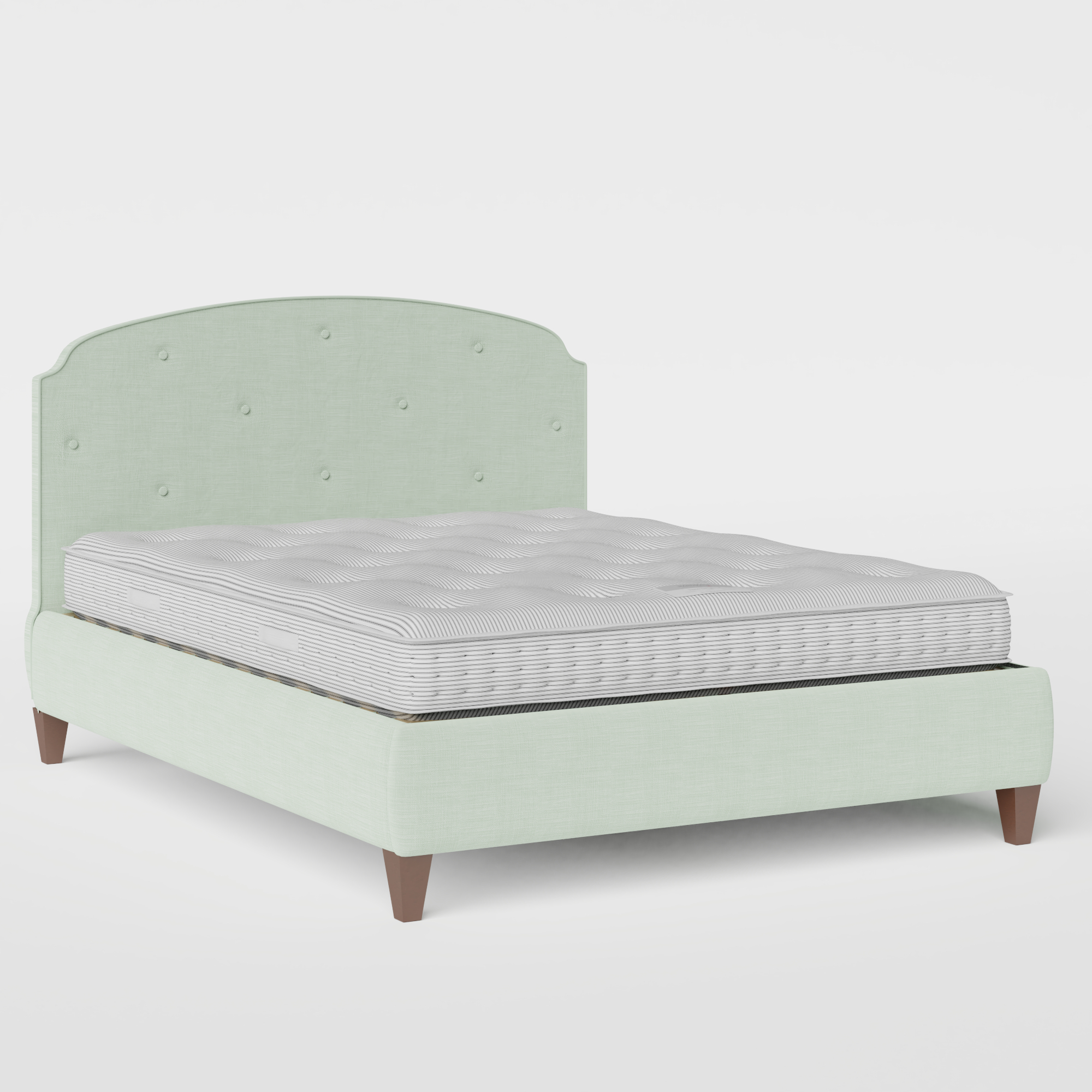 Lide Buttoned Diagonal upholstered bed in duckegg fabric