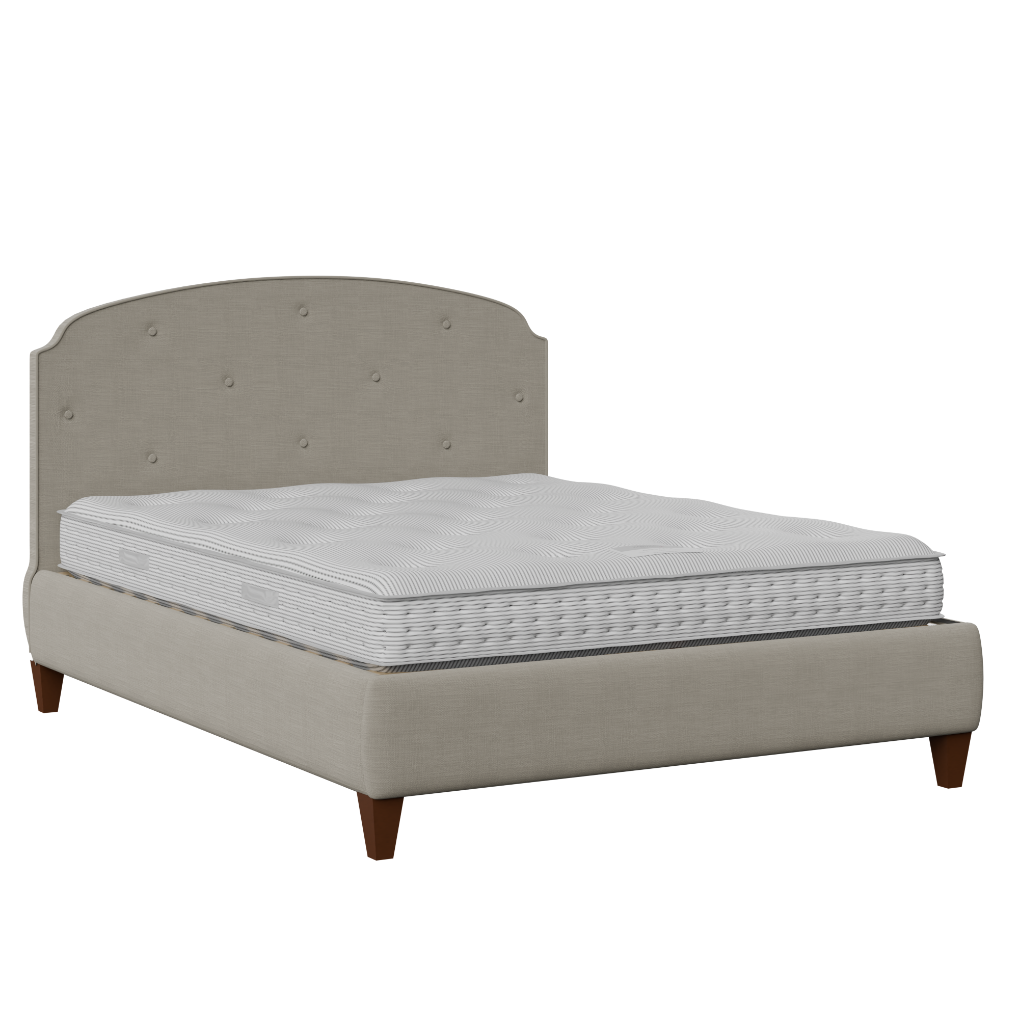Lide Buttoned Diagonal upholstered bed in grey fabric