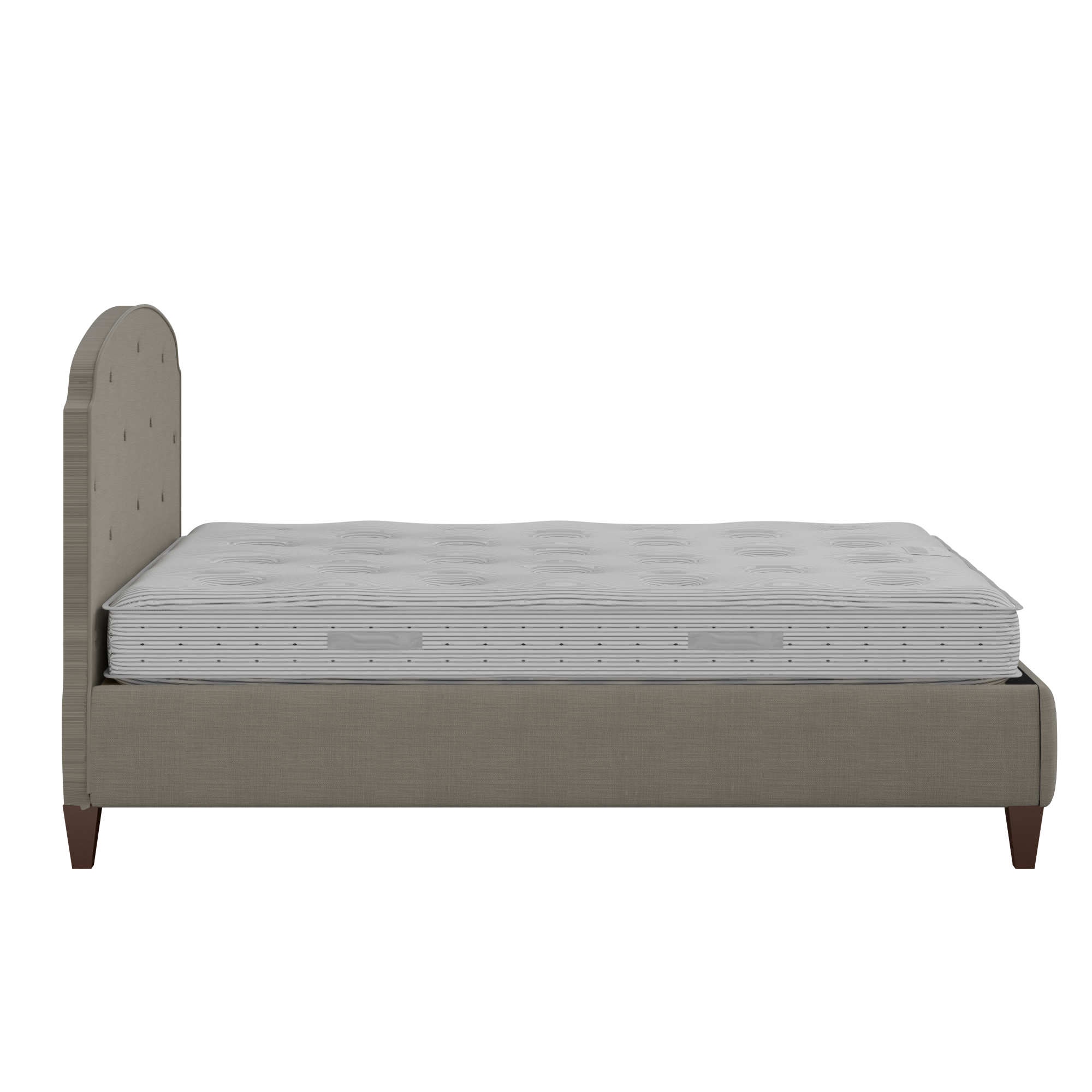 Lide Buttoned Diagonal upholstered bed in grey fabric with Juno mattress