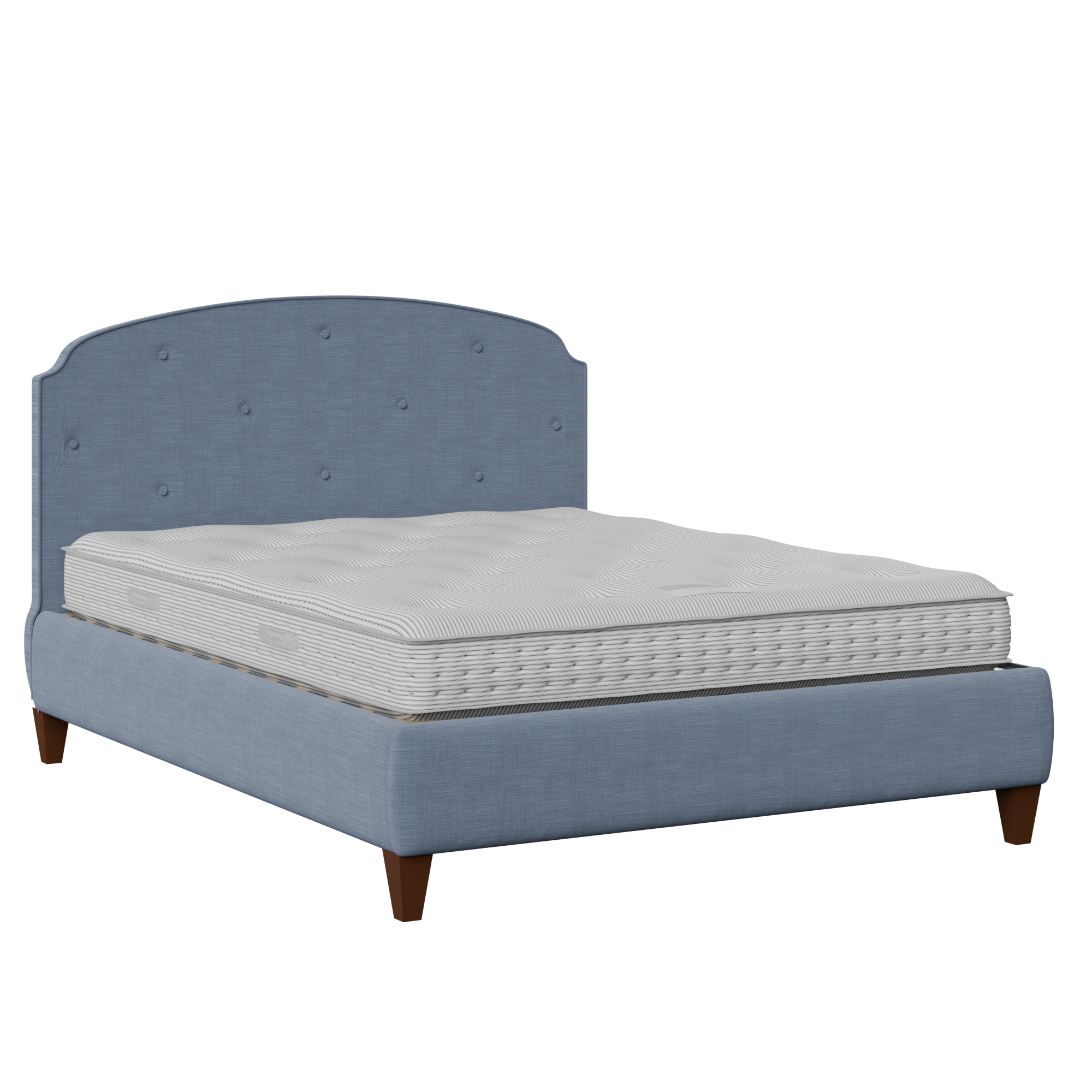 Lide Buttoned Diagonal upholstered bed in blue fabric
