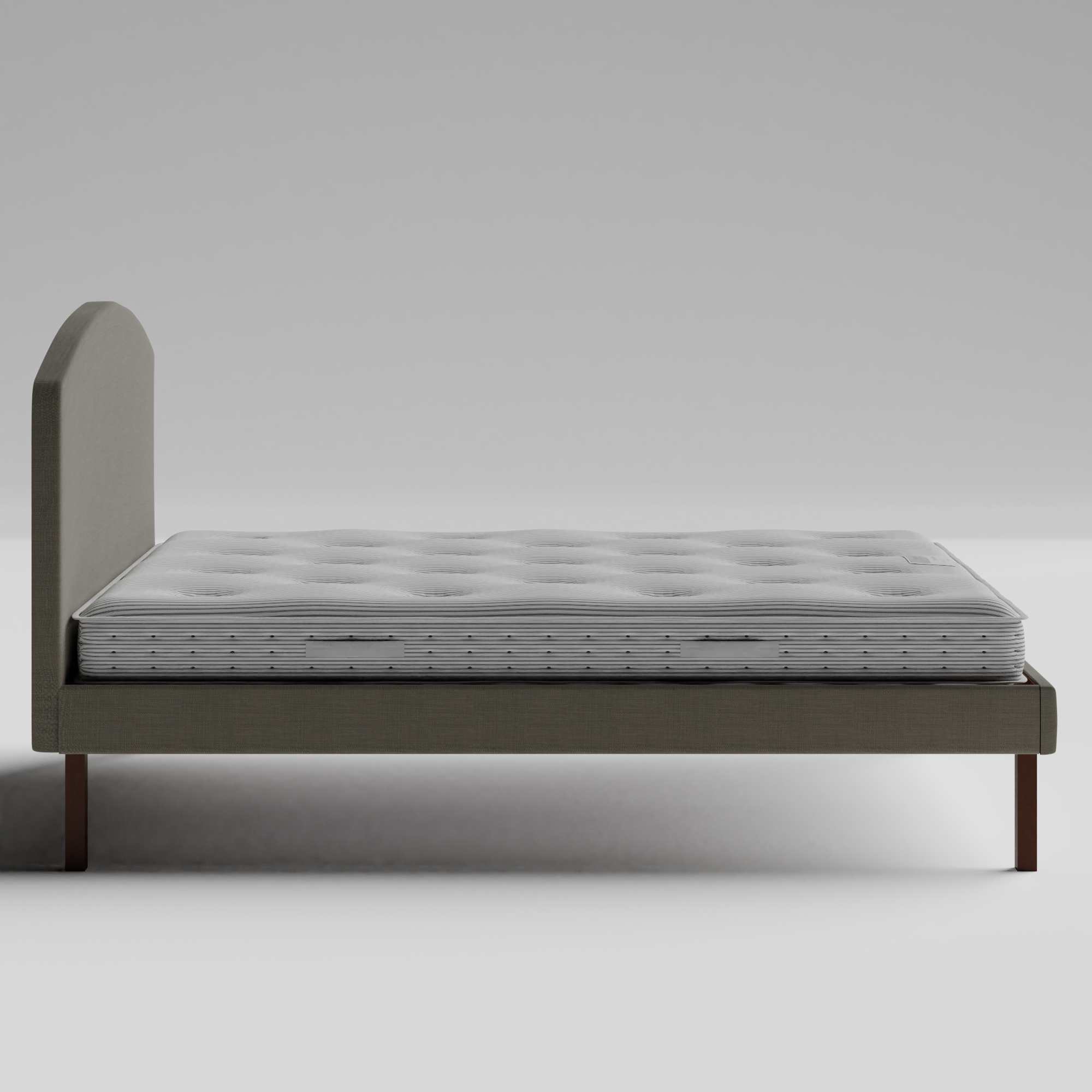 Okawa Upholstered upholstered bed in grey fabric with Juno mattress