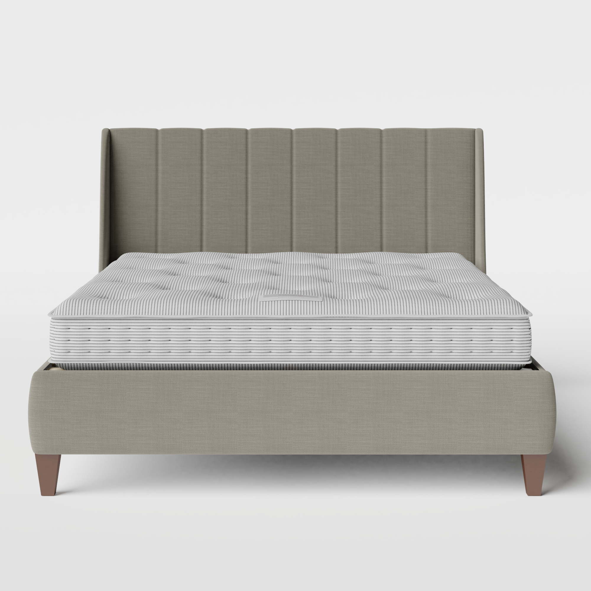 Sunderland Pleated cama tapizada en tela gris con colchón