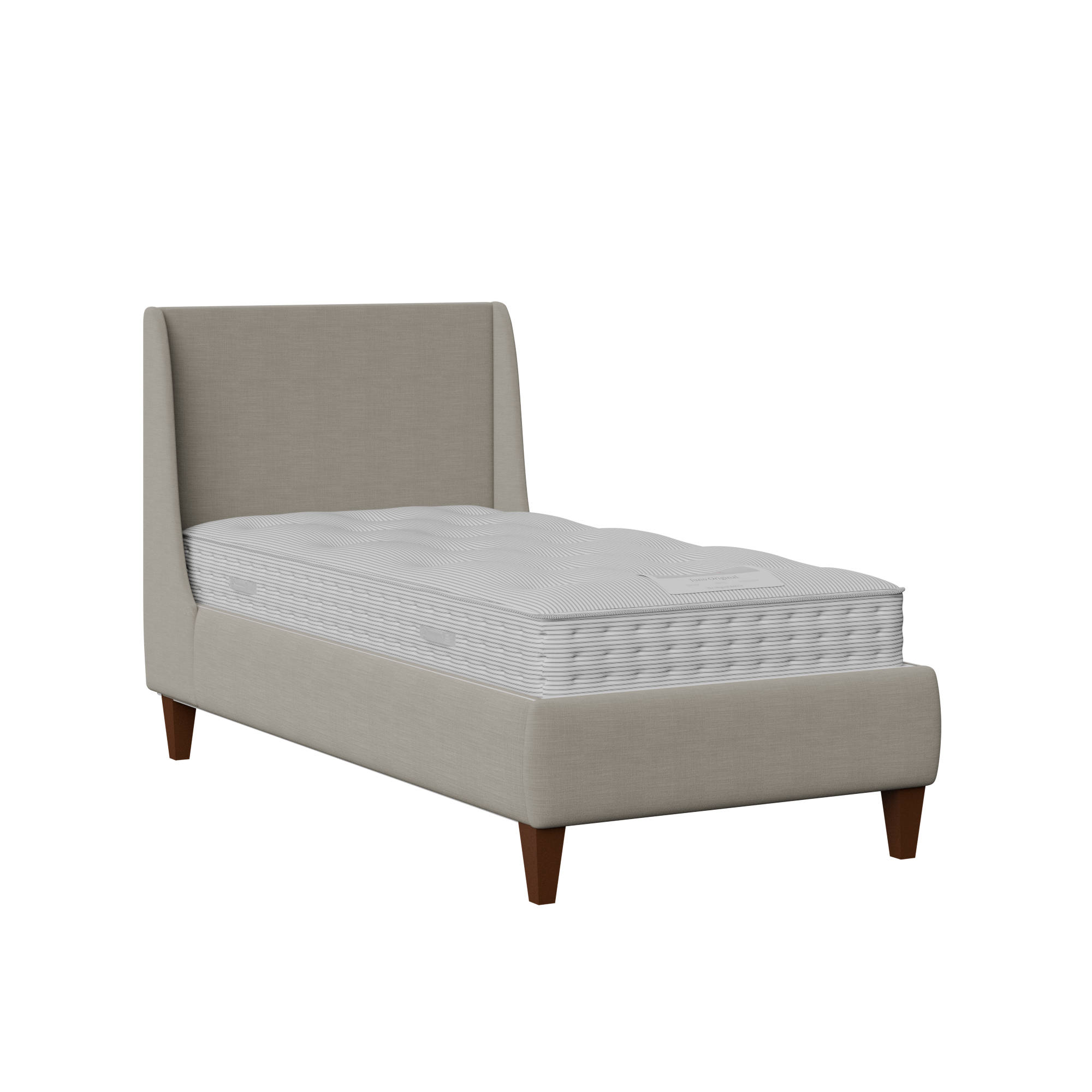 Sunderland upholstered single bed in grey fabric