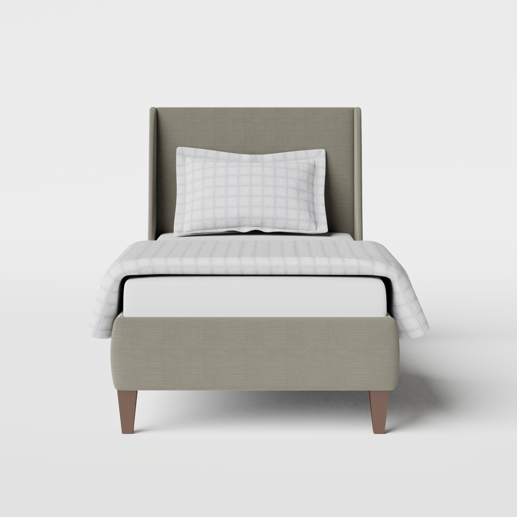 Sunderland upholstered single bed in grey fabric