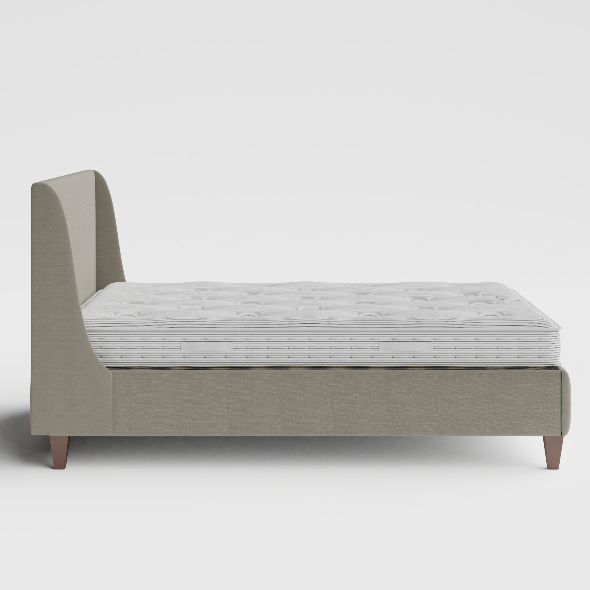 Sunderland upholstered bed in grey fabric with Juno mattress
