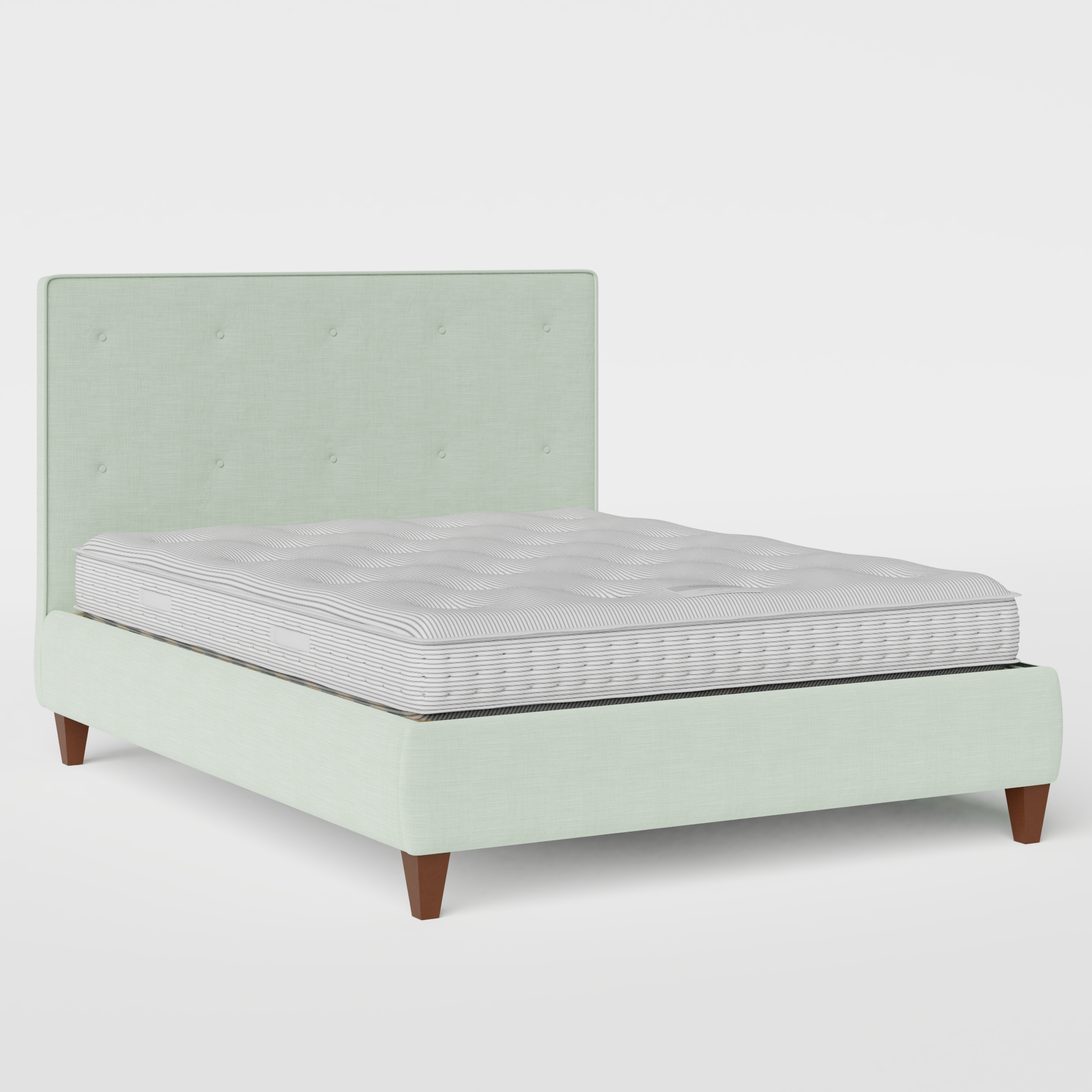 Yushan Buttoned upholstered bed in duckegg fabric