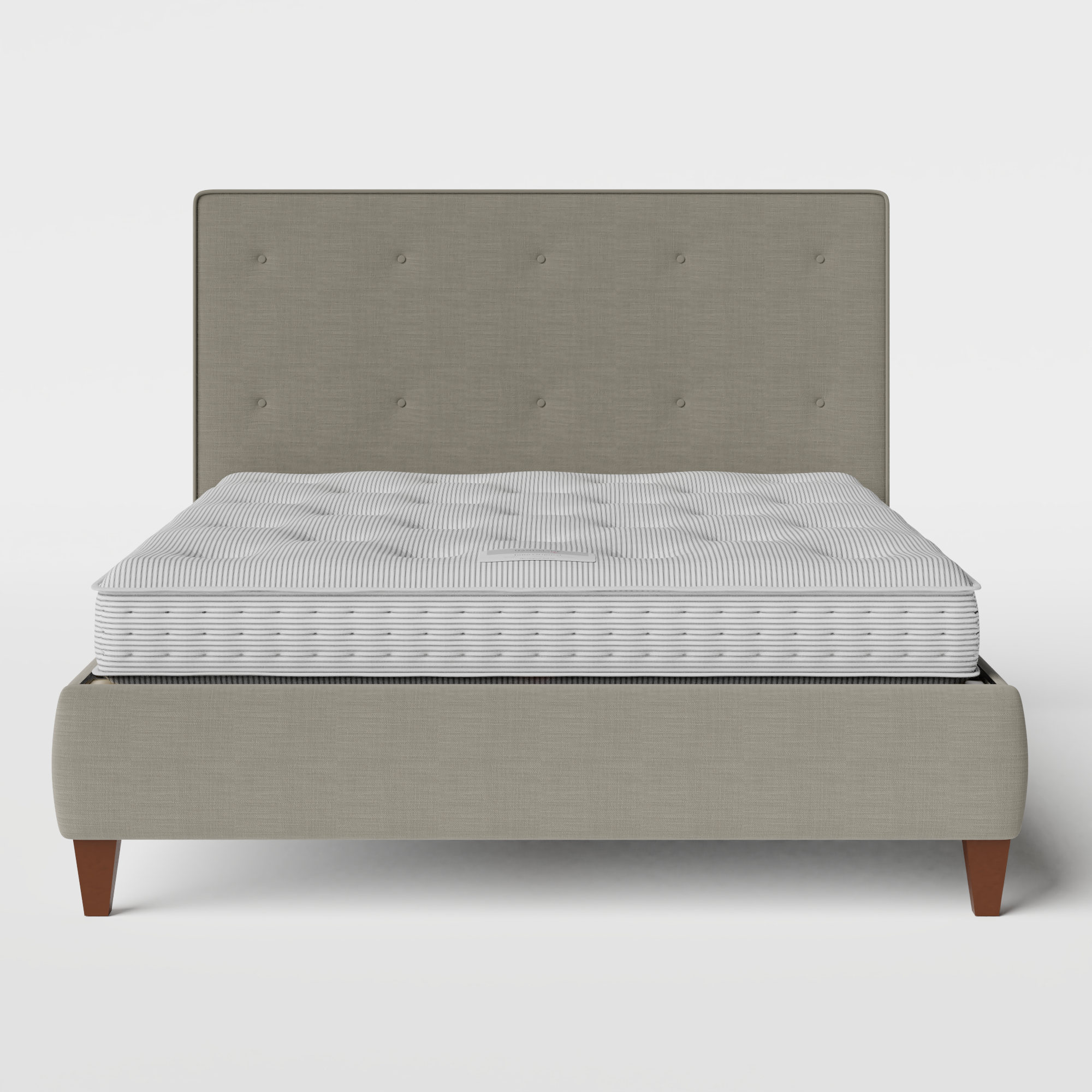 Yushan Buttoned letto imbottito in tessuto grigio con materasso