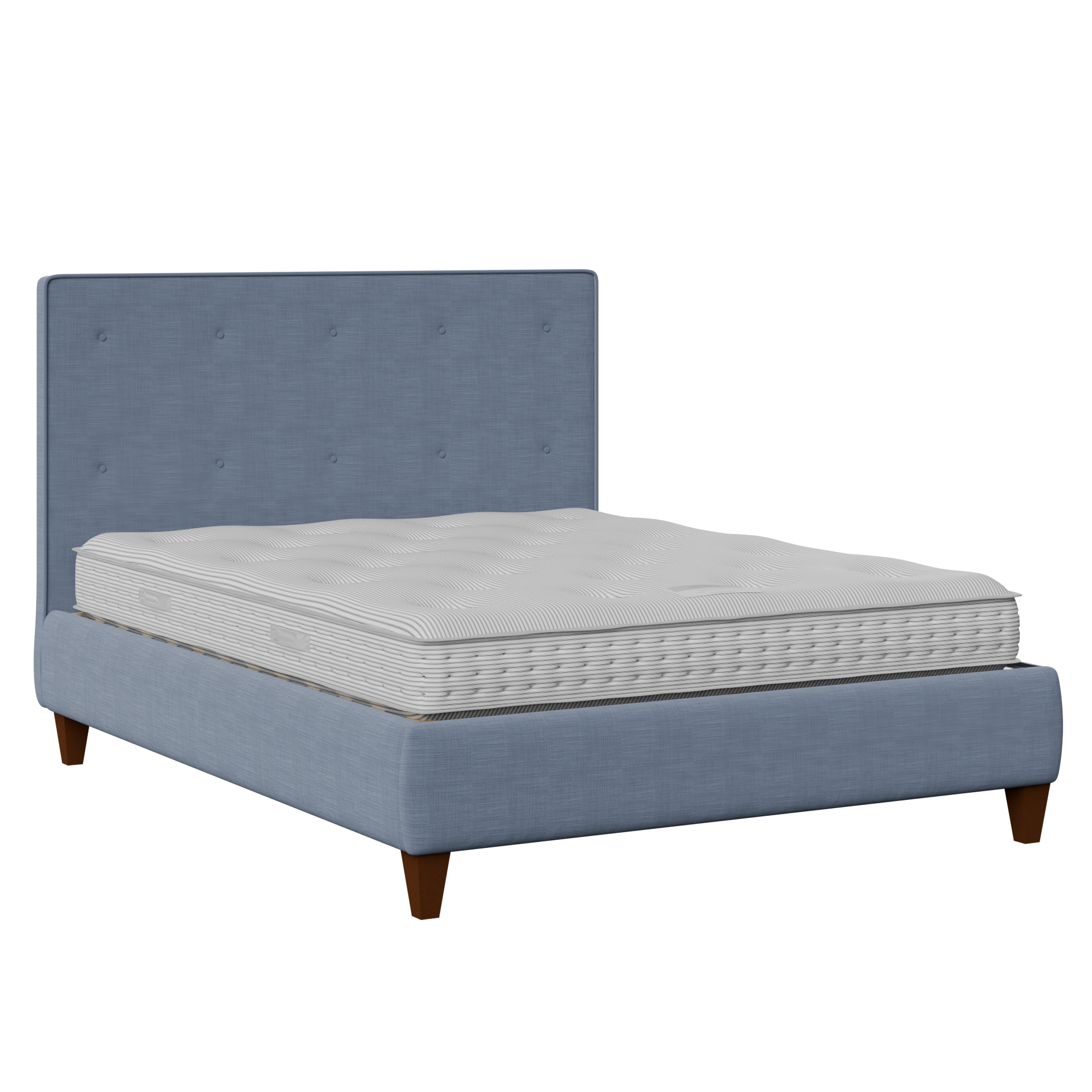 Yushan Buttoned upholstered bed in blue fabric