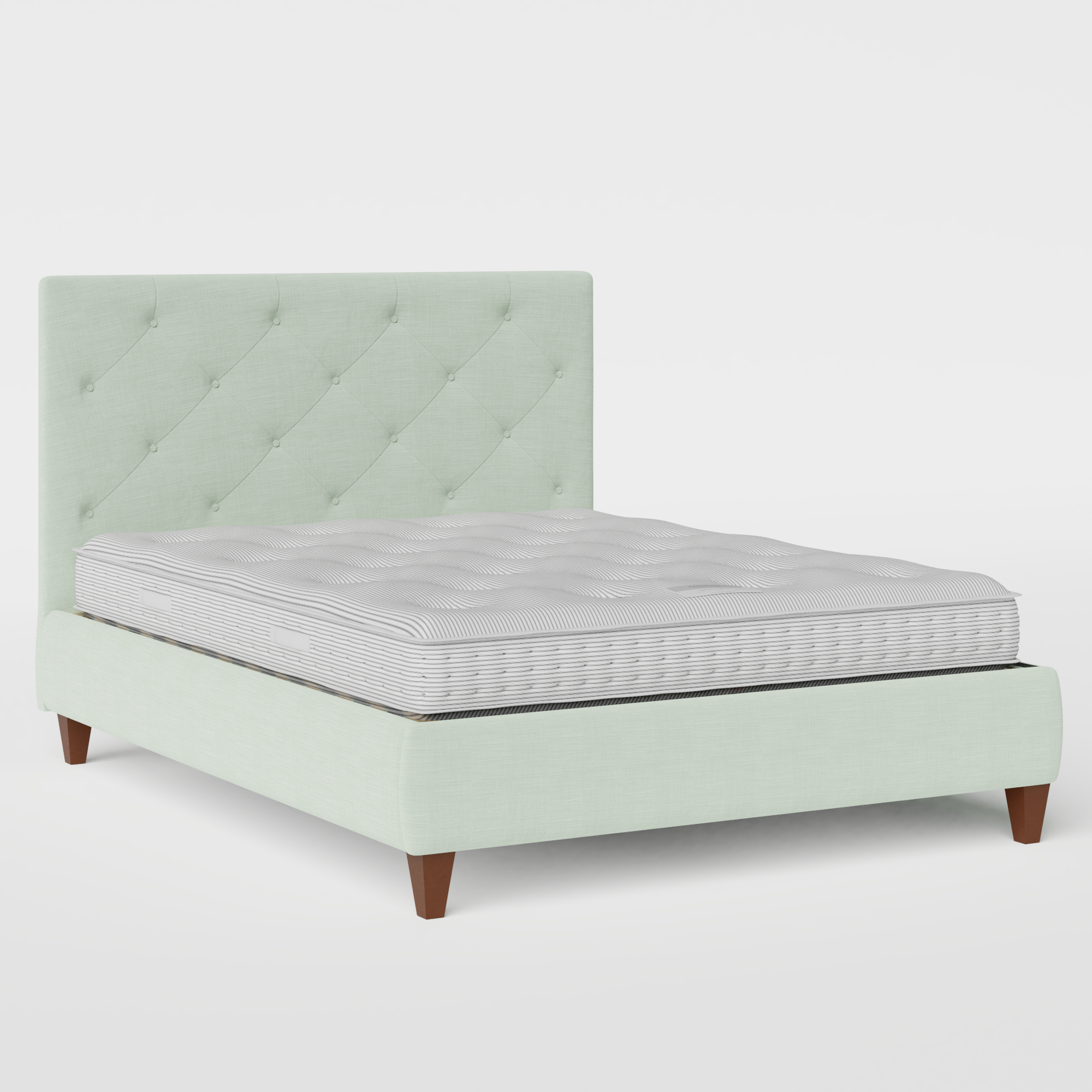 Yushan Deep Buttoned upholstered bed in duckegg fabric