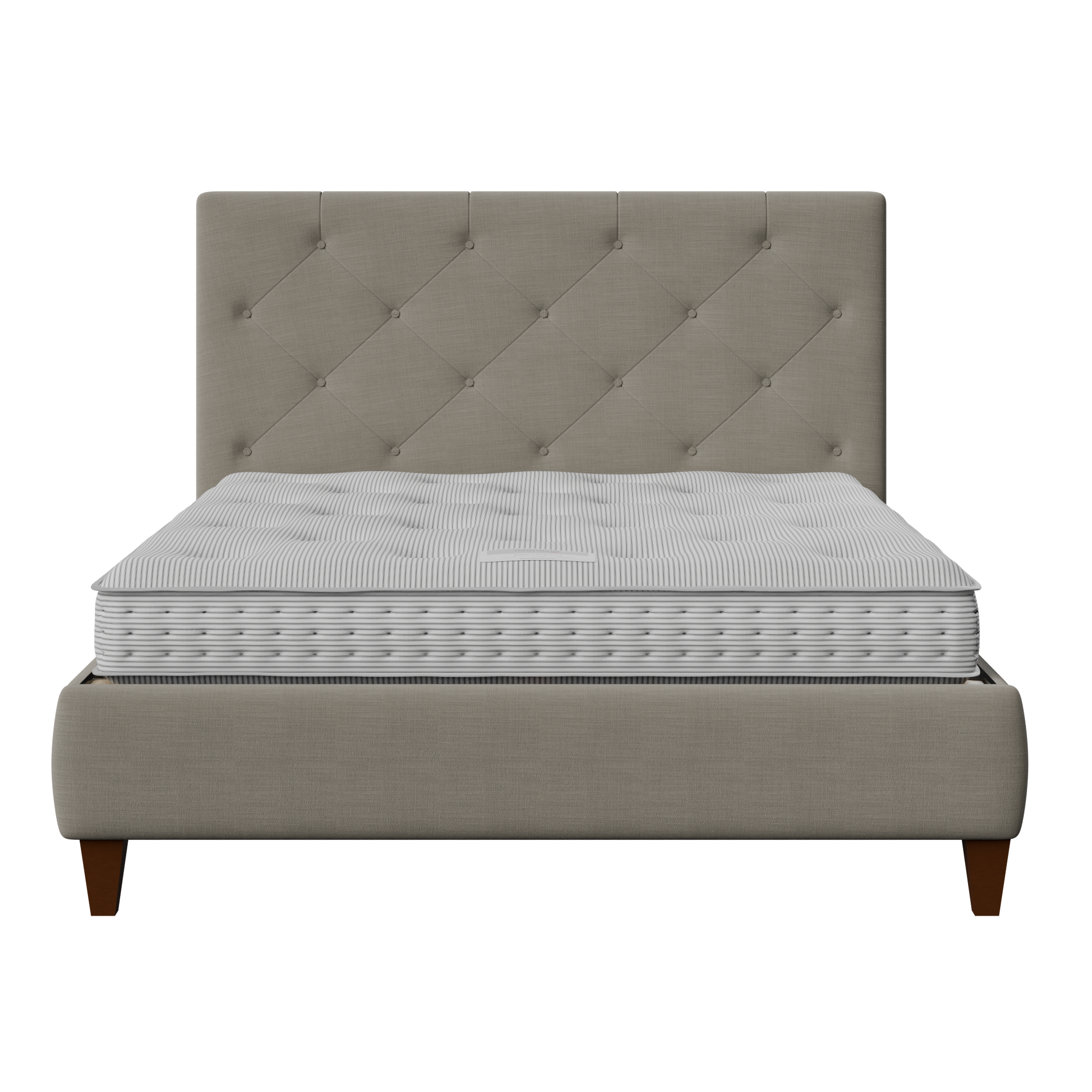 Yushan Deep Buttoned letto imbottito in tessuto grigio con materasso