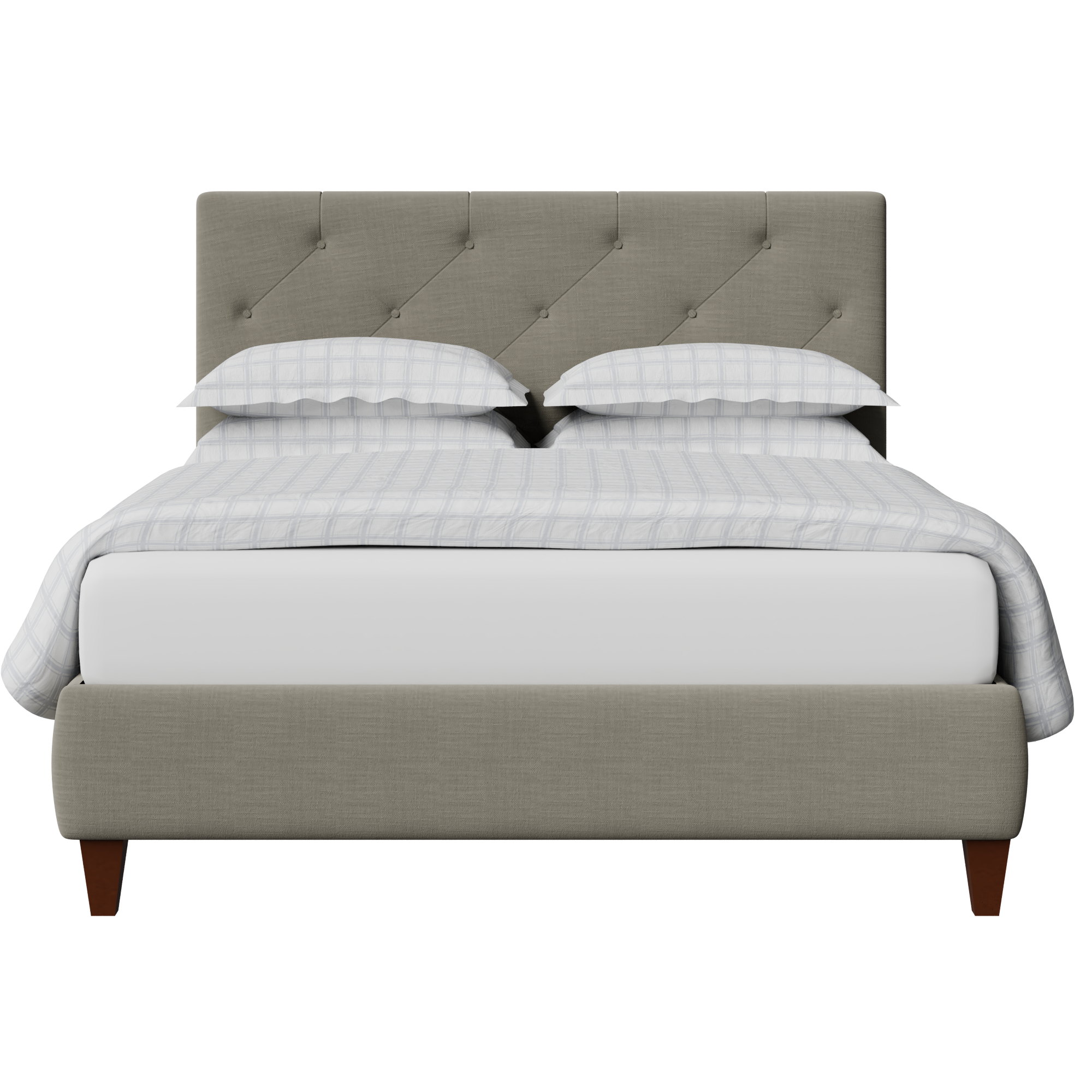 Yushan Deep Buttoned cama tapizada en tela gris